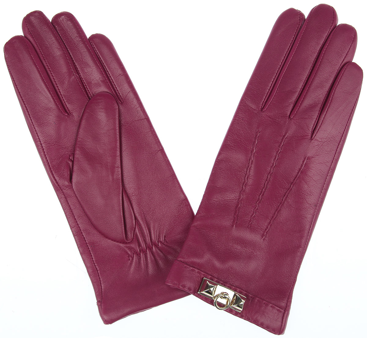 Перчатки2.64-23 fuchsia Перчатки2.64-23 fuchsiaСтильные женские перчатки Fabretti классического кроя с подкладкой из шерсти и кашемира выполнены из мягкой и приятной на ощупь эфиопской перчаточной кожи. Лицевая сторона оформлена декоративными швами три луча и оригинальной металлической фурнитурой. Тыльная сторона дополнена аккуратной резинкой для лучшей фиксации модели на запястье. Перчатки станут завершающим и подчеркивающим элементом вашего стиля и неповторимости.