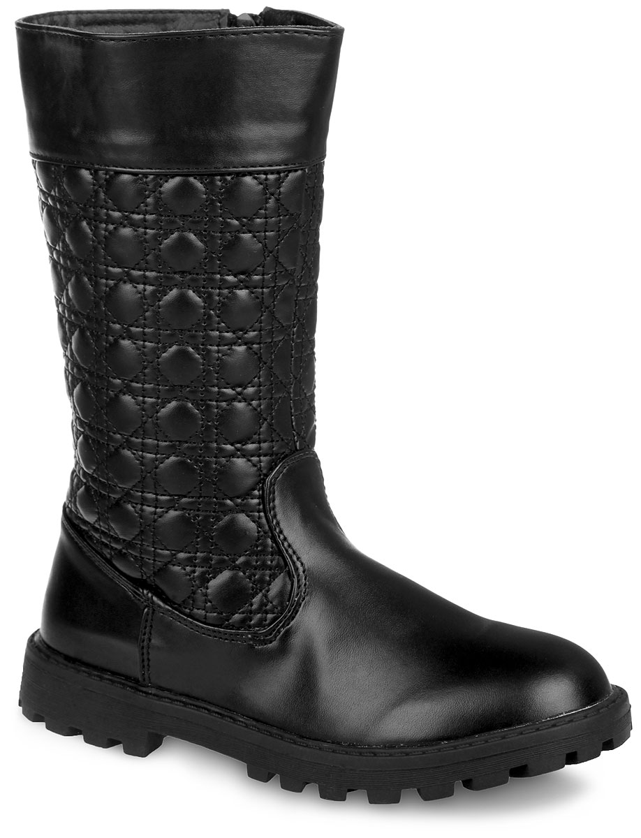 Сапоги для девочки. 3064002 - Mursu3064002 Сапоги для девочки. 3064002 - Mursu3064002Модные сапоги от Mursu придутся по душе вашей дочурке! Модель изготовлена из искусственной кожи и оформлена на голенище стеганым геометрическим узором. Сапоги застегиваются на удобную застежку-молнию, расположенную на одной из боковых сторон. Подкладка и стелька из искусственной байки комфортны при ходьбе. Каблук и подошва с протектором гарантируют идеальное сцепление на любой поверхности. Стильные сапоги займут достойное место в гардеробе вашего ребенка.