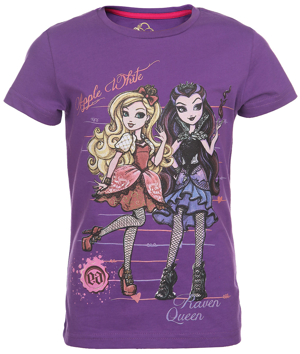 Футболка для девочки Ever After High. ZG 02240-L2ZG 02240-L2 Футболка для девочки Ever After High. ZG 02240-L2ZG 02240-L2Футболка для девочки Free Age Ever After High, выполненная из натурального хлопка, отлично подойдет юной моднице. Изделие не сковывает движения и позволяет коже дышать, обеспечивая наибольший комфорт. Футболка с короткими рукавами и круглым вырезом горловины оформлена термоаппликацией с изображением персонажей кукольной линии Ever After High - Apple White и Raven Queen, а также надписями. Современный дизайн и яркая расцветка делают эту футболку стильным предметом детской одежды. В ней вашей принцессе всегда будет уютно и комфортно.