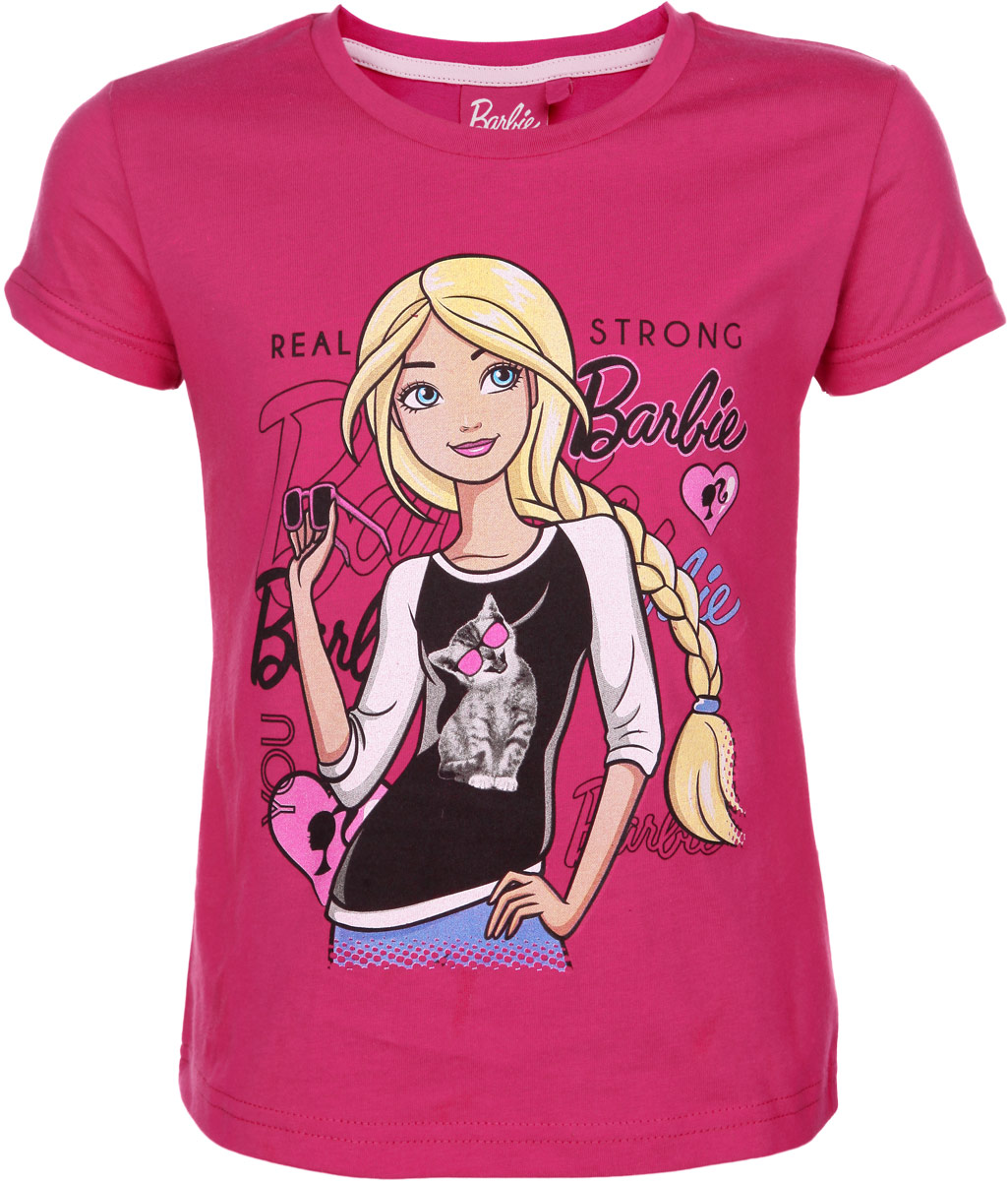 ФутболкаZG 02392-F1 ФутболкаZG 02392-F1Футболка для девочки Free Age Barbie, выполненная из натурального хлопка, отлично подойдет маленькой моднице. Изделие не сковывает движения и позволяет коже дышать, обеспечивая наибольший комфорт. Футболка с короткими рукавами и круглым вырезом горловины оформлена термоаппликацией с изображением Барби, а также надписями на английском языке. Вырез горловины дополнен трикотажной эластичной резинкой. Современный дизайн и яркая расцветка делают эту футболку стильным предметом детской одежды. В ней вашей принцессе всегда будет уютно и комфортно.