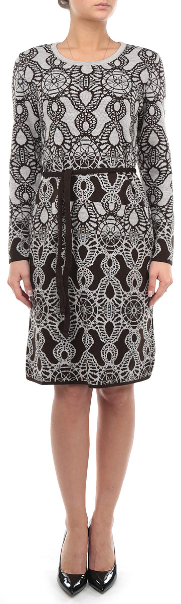 Платье. 794794 Платье. 794794Элегантное платье Milana Style, выполненное из высококачественных материалов, идеально впишется в ваш гардероб. Модель прилегающего силуэта с круглым воротником и длинными рукавами прекрасно подчеркнет достоинства вашей фигуры. Модель дополнена текстильным пояском. Манжеты и низ изделия окантованы мелкой резинкой, что предотвращает деформацию при носке. Это теплое платье с оригинальным принтом станет отличным дополнением к вашему гардеробу.