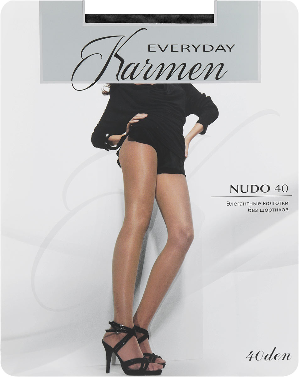 Колготки Nudo 40K-Nudo 40 Nero Колготки Nudo 40K-Nudo 40 NeroЭлегантные колготки Karmen Nudo идеально облегают и подчеркивают фигуру, дарят ощущение комфорта и женственности. Модель выполнена из полиамида с добавлением эластана и хлопка. Колготки без шортиков с комфортными плоскими швами имеют мягкий пояс, который плотно облегает талию, обеспечивая удобство. Модель с плоскими швами дополнена укрепленным мыском, хлопковой ластовицей. Плотность 40 Den.