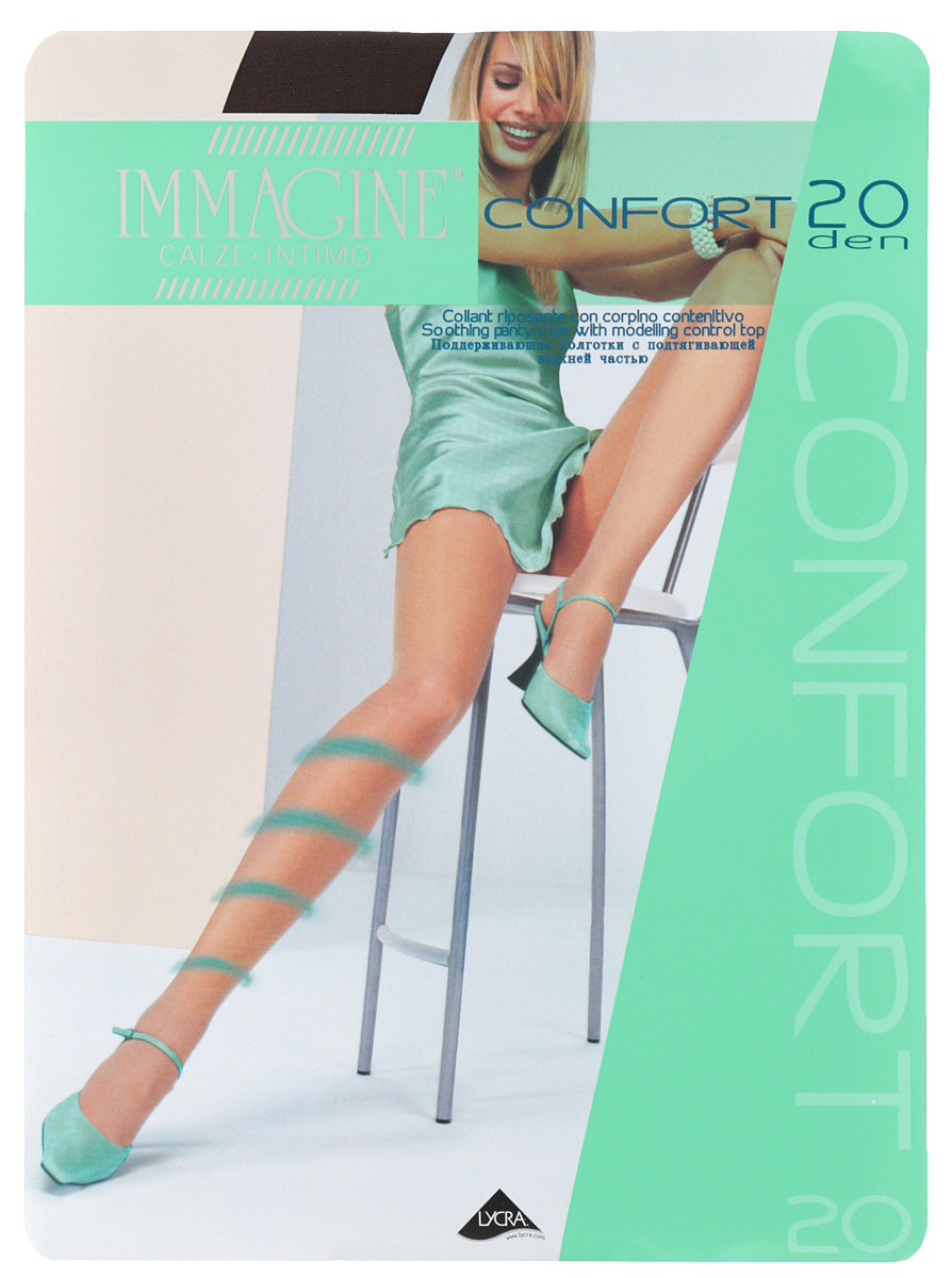Колготки Confort 20Confort 20 Nero Колготки Confort 20Confort 20 NeroПоддерживающие колготки Immagine Confort отлично подойдут для придания силуэту стройности и плавности линий. Модель выполнена из полиамида с добавлением эластана. Использование высококачественной лайкры обеспечивает отличное облегание фигуры, предотвращает соскальзывание колготок. Колготки с массажирующим эффектом распределяют давление по ноге, стимулируют кровообращение. Ноги в таких колготках выглядят стройнее, элегантнее и меньше устают. Подтягивающие шортики оказывают моделирующее воздействие на силуэт. Модель с удобными швами дополнена на поясе эластичной резинкой, которая плотно облегает талию, обеспечивая комфорт. Плотность: 20 Den.