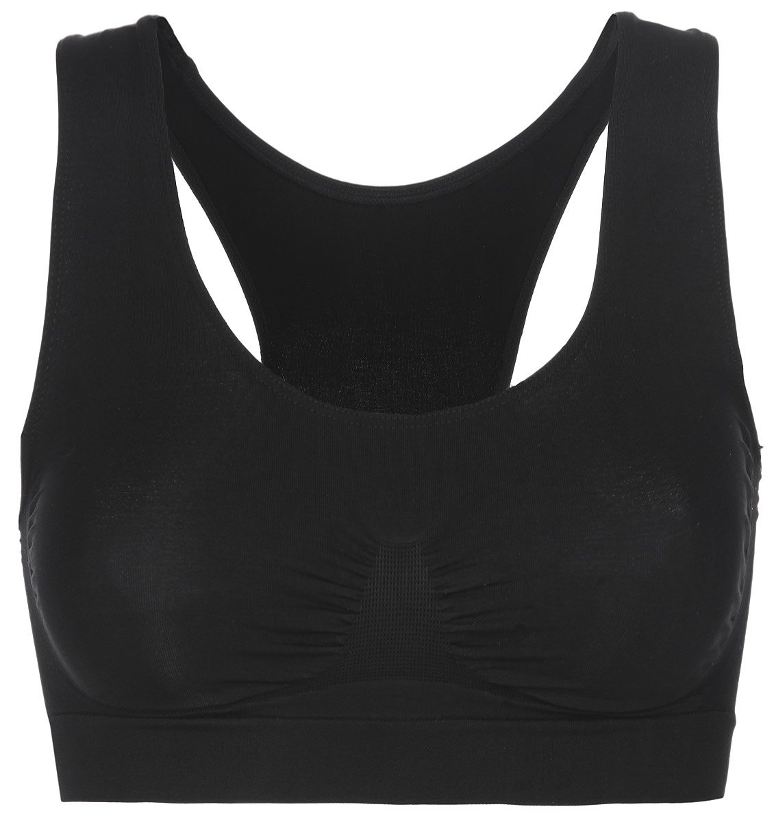 Топ110597 Топ110597Моделирующий топ-бра Intimidea Bra Sport, выполненный из высокоэластичного материала, идеально подойдет для активного отдыха и занятий фитнесом. Материал хорошо тянется, очень мягкий и приятный на ощупь. Топ на широких бретелях с круглым вырезом горловины и спинкой-борцовкой прекрасно повторяет контуры тела и не сковывает движений. Спереди модели предусмотрена усиленная вставка, обеспечивающая естественную поддержку. На спинке имеется вставка, представляющая собой моделирующую ленту. Нижний край изделия дополнен комфортной эластичной резинкой. Такая модель обеспечит вам экстра-комфорт в течение дня и станет отличным дополнением к вашему гардеробу.