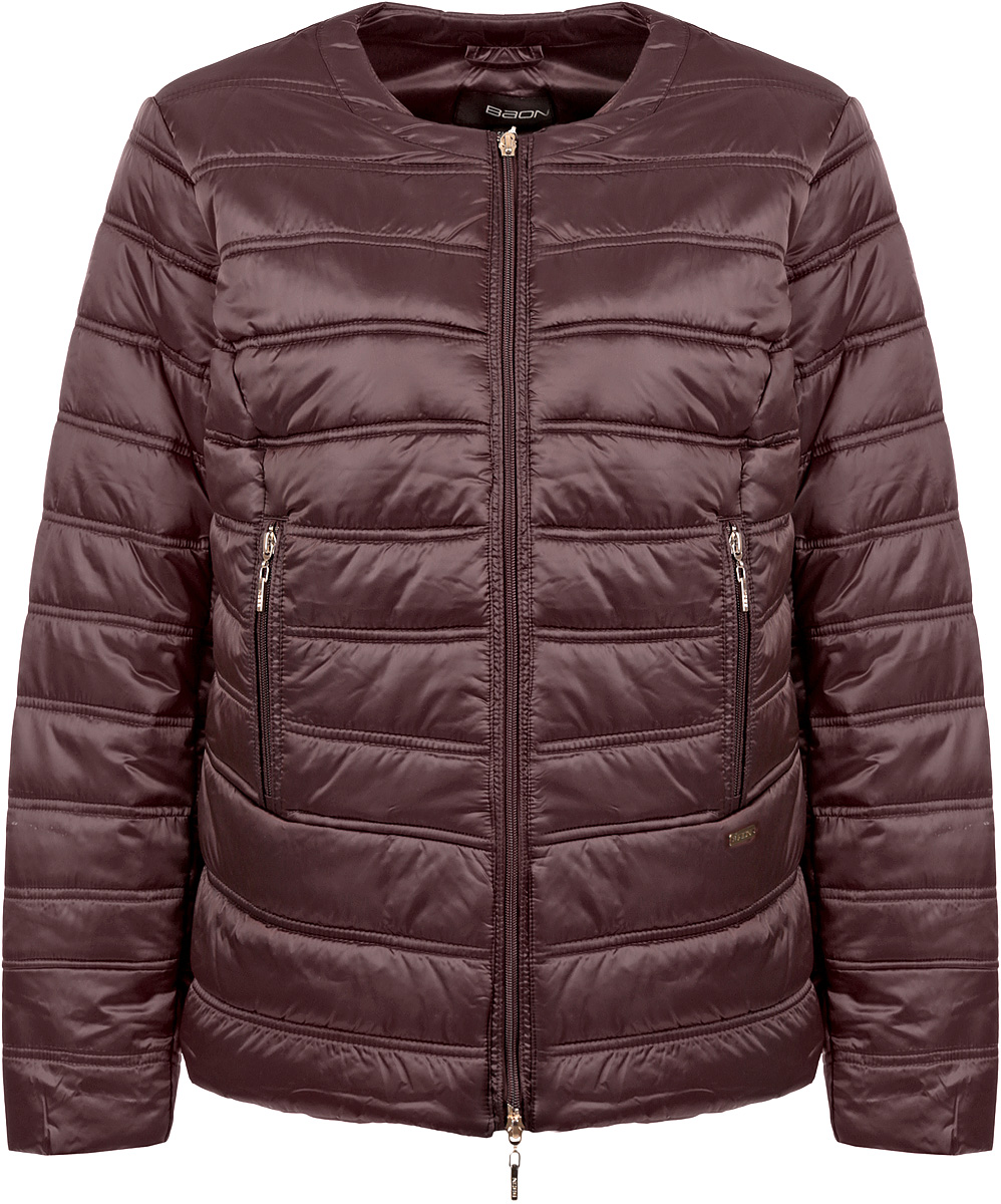 КурткаB035616_BROWN КурткаB035616_BROWNСтильная женская куртка Baon, выполненная из высококачественного материала с атласным эффектом, украсит ваш повседневный облик. Модель полуприталенного силуэта будет выгодно смотреться на фигуре любого типа, а округлый вырез горловины подчеркнет модную направленность образа. Изделие с эффектной стежкой застегивается на молнию по всей длине, по бокам дополнено двумя вертикальными карманами на молнии. Эта стильная куртка согреет вас в прохладную погоду и станет отличным дополнением к вашему гардеробу.