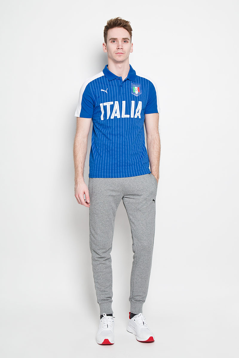 Поло749104011 Поло749104011Стильная мужская футболка-поло Puma FIGC Italia Fanwear , изготовленная из высококачественного натурального хлопка, обладает высокой теплопроводностью, воздухопроницаемостью и гигроскопичностью, позволяет коже дышать. Модель с короткими рукавами и отложным воротником - идеальный вариант для создания оригинального современного образа. Сверху футболка-поло застегивается на 2 пуговицы. Футболка-поло оформлена крупной надписью Italia и логотипом FIGC. Такая модель подарит вам комфорт в течение всего дня и послужит замечательным дополнением к вашему гардеробу.