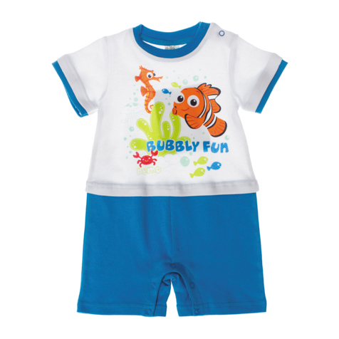 Боди/песочник667805 Боди/песочник667805Песочник для мальчика PlayToday Disney Baby идеально подойдет вашему малышу. Изготовленный из эластичного хлопка, он необычайно мягкий и приятный на ощупь, не сковывает движения малыша и позволяет коже дышать, не раздражает даже самую нежную и чувствительную кожу ребенка, обеспечивая ему наибольший комфорт. Песочник с короткими рукавами и круглым вырезом горловины застегивается на металлические кнопки на плече и ластовице, что позволяет без труда переодеть ребенка или сменить подгузник. На груди модель оформлена ярким водным принтом. Оригинальный дизайн и модная расцветка делают этот песочник незаменимым предметом детского гардероба. В нем вашему маленькому мужчине будет комфортно и уютно.