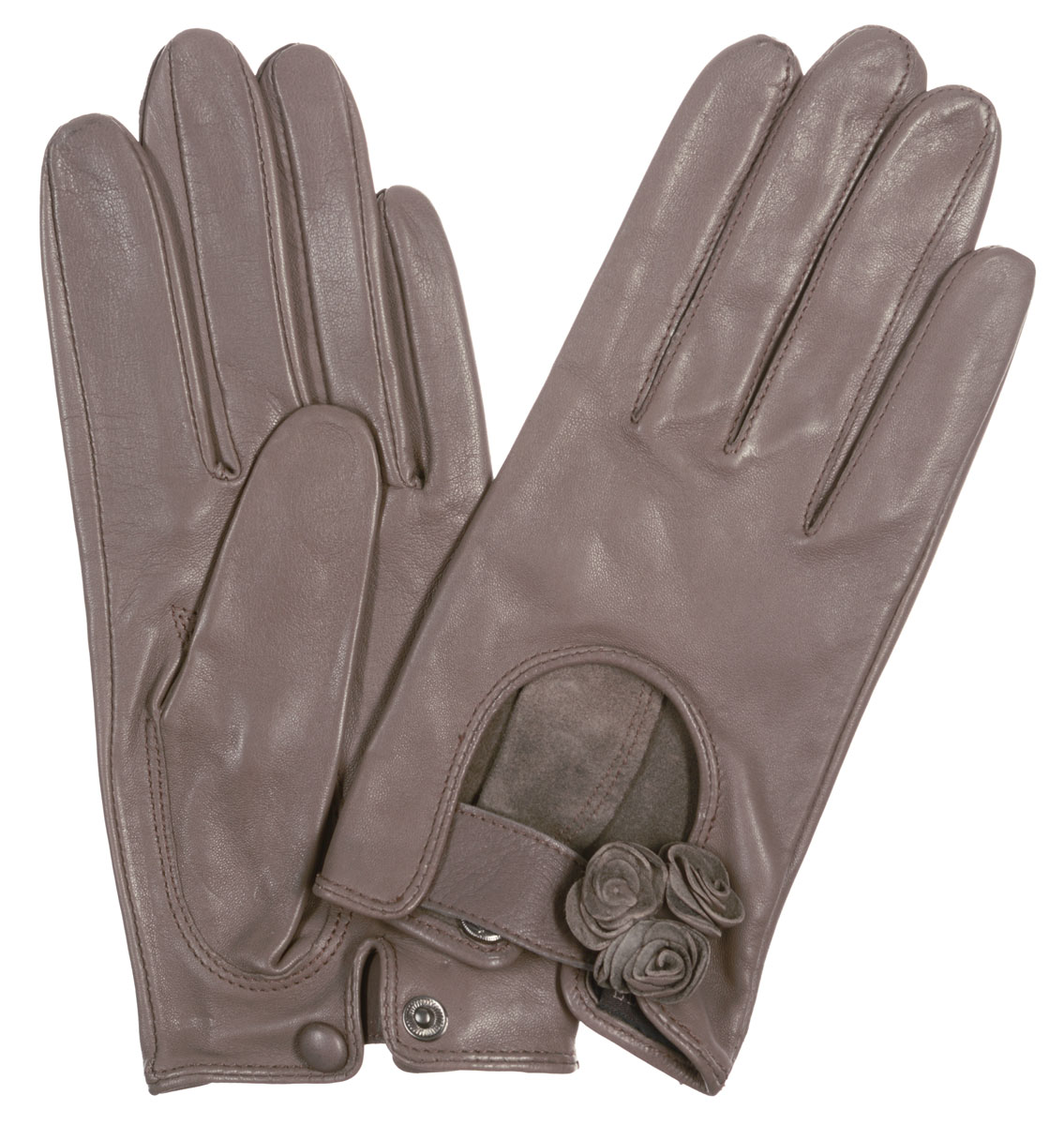 ПерчаткиHP02020 ПерчаткиHP02020Стильные женские перчатки Eleganzza выполнены из кожи ягненка с напылением, придающим мерцающий блеск. На лицевой стороне - вырез и декоративный ремешок с цветами из кожи. На внутренней стороне манжеты - разрез с металлической кнопкой, обтянутой кожей. Перчатки станут идеальным аксессуаром, дополняющим ваш стиль и неповторимость в современном мире моды.