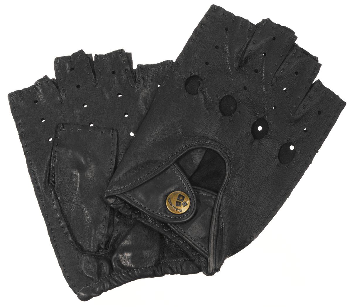 ПерчаткиHS012M ПерчаткиHS012MМитенки Eleganzza изготовлены из натуральной кожи ягненка. Декорирована модель перфорированным узором, вырезами под косточки пальцев и двумя ремешками на кнопке. На ладонной стороне изделия манжеты собраны на резинку. В отличие от обычных кожаных перчаток, в них рука не теряет гибкости и подвижности, пальцы столь же чувствительны и точны, руку можно сжать в кулак беспрепятственно.