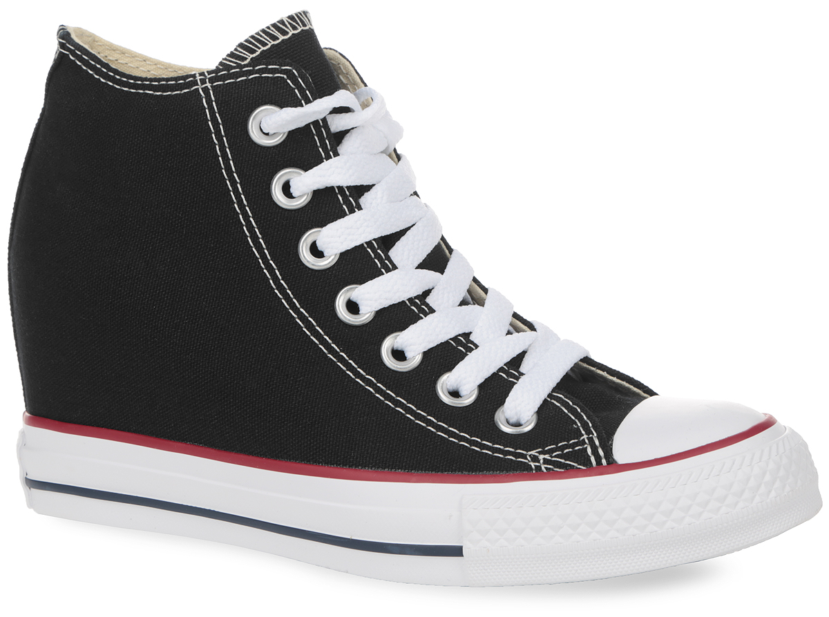 Кеды547198 Кеды547198Стильные женские кеды на танкетке Chuck Taylor Lux Mid от Converse займут достойное место среди вашей коллекции обуви. Модель выполнена из прочного текстиля и оформлена на подошве прорезиненной накладкой и контрастными полосками, сбоку - металлическими люверсами и фирменной термоаппликацией. Мыс изделия дополнен классической для кед прорезиненной вставкой. Классическая шнуровка обеспечивает надежную фиксацию обуви на ноге. Стелька EVA с текстильной поверхностью гарантирует превосходную амортизацию и комфорт. Умеренной высоты скрытая танкетка устойчива. Резиновая подошва имеет рельефный протектор, который обеспечивает надежное сцепление с поверхностью. В таких кедах вашим ногам будет комфортно и уютно. Они подчеркнут ваш стиль и индивидуальность!