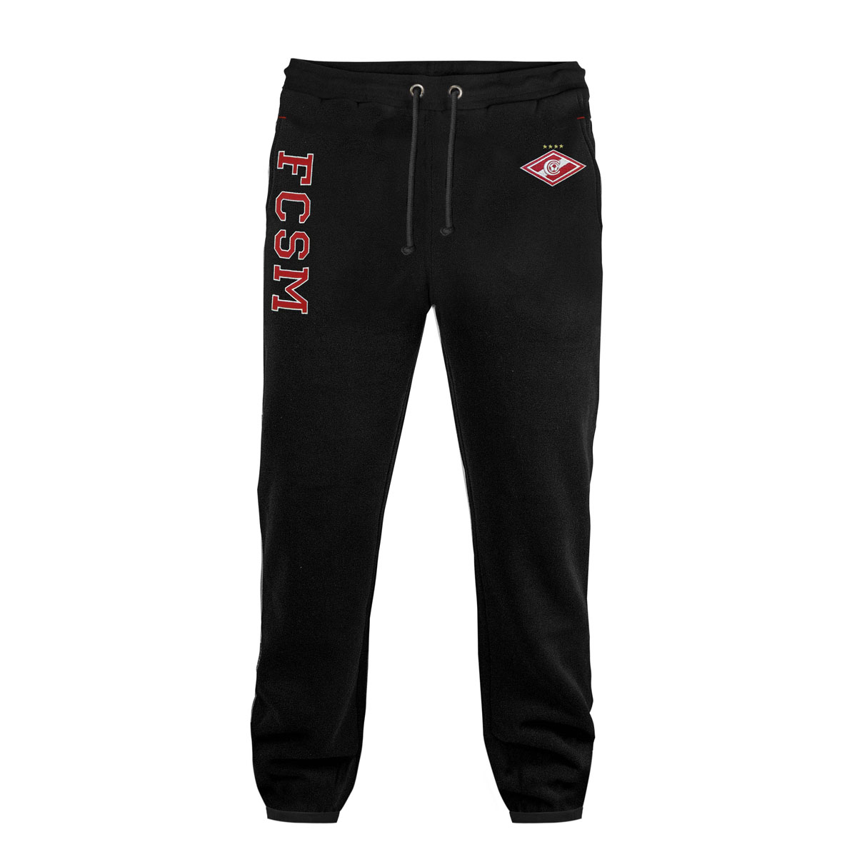 Брюки спортивные. 200190 / 200200200190 Брюки спортивные. 200190 / 200200200190Мужские спортивные брюки Спартак, выполненные из хлопка и полиэстера, идеально подойдут для активного отдыха или занятий спортом. Материал очень мягкий и приятный на ощупь, не сковывает движений и позволяет коже дышать. Лицевая сторона изделия гладкая, изнаночная с мягким теплым начесом. Эластичный пояс с затягивающимся шнурком позволяет отрегулировать посадку точно по фигуре. Спереди расположены два втачных кармана, сзади - один прорезной карман на застежке-липучке. Низ брючин дополнен узкими трикотажными манжетами. Изделие украшено нашивками и вышитым логотипом футбольного клуба Спартак. Такая модель станет отличным дополнением к вашему гардеробу.
