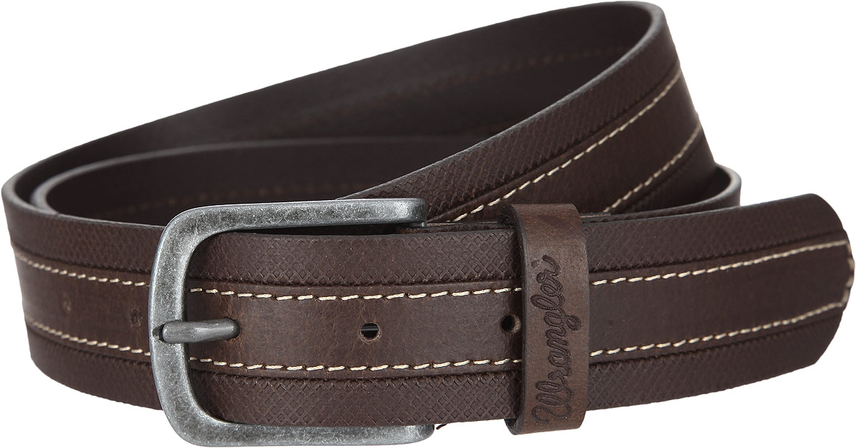 РеменьW0A01US81 РеменьW0A01US81Стильный мужской ремень Wrangler станет великолепным дополнением к любому образу. Ремень изготовлен из натуральной кожи и оформлен ненавязчивым фактурным тиснением и контрастной строчкой. Модель оснащена металлической состаренной пряжкой. Уважаемые клиенты, размер ремня является его длиной. Стильный ремень обязательный аксессуар для современного мужчины.