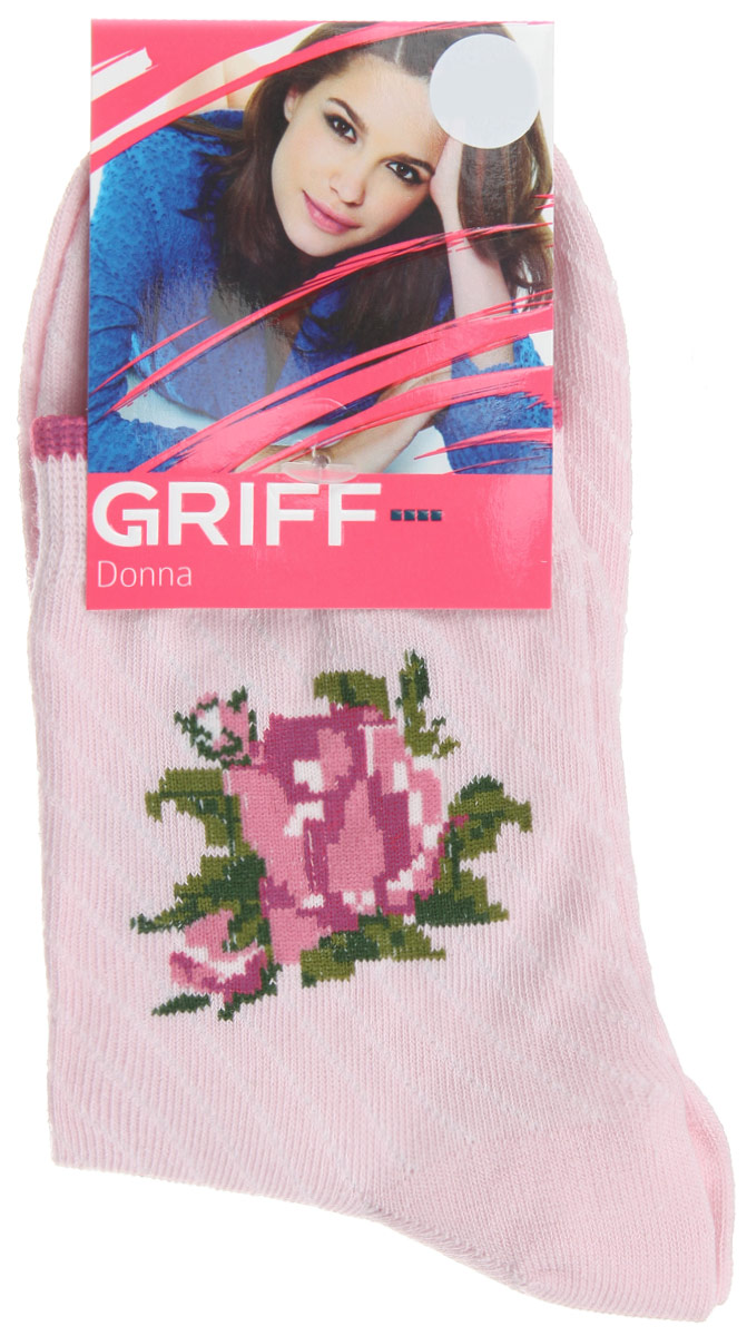 НоскиD252 НоскиD252Женские носки Griff Цветок изготовлены из высококачественного сырья. Носки очень мягкие на ощупь, а широкая резинка плотно облегает ногу, не сдавливая ее, благодаря чему вам будет комфортно и удобно. Усиленная пятка и мысок обеспечивают надежность и долговечность. Носки на паголенке оформлены рисунком в виде розы.