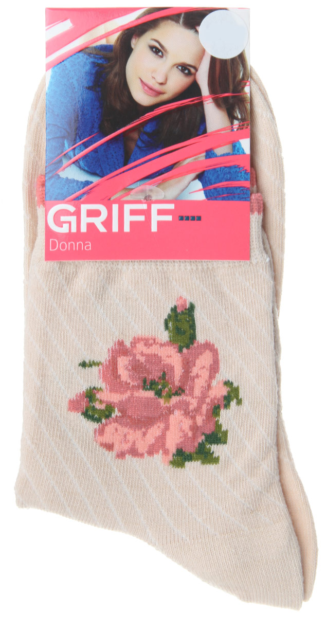 НоскиD252 НоскиD252Женские носки Griff Цветок изготовлены из высококачественного сырья. Носки очень мягкие на ощупь, а широкая резинка плотно облегает ногу, не сдавливая ее, благодаря чему вам будет комфортно и удобно. Усиленная пятка и мысок обеспечивают надежность и долговечность. Носки на паголенке оформлены рисунком в виде розы.