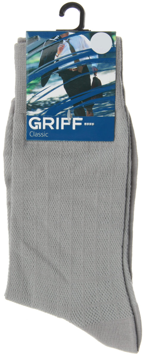 НоскиA21 НоскиA21Мужские носки Griff Classic, вывязанные техникой платировки, изготовлены из высококачественного сырья с добавлением полиамидных волокон, которые обеспечивают великолепную посадку. Носки отличаются элегантным внешним видом. Удобная широкая резинка идеально облегает ногу и не пережимает сосуды, усиленные пятка и мысок повышают износоустойчивость носка, а удлиненный паголенок придает более эстетичный вид.