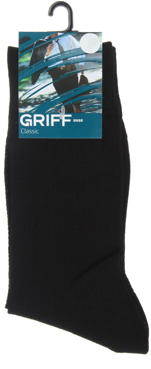 НоскиA21 НоскиA21Мужские носки Griff Classic, вывязанные техникой платировки, изготовлены из высококачественного сырья с добавлением полиамидных волокон, которые обеспечивают великолепную посадку. Носки отличаются элегантным внешним видом. Удобная широкая резинка идеально облегает ногу и не пережимает сосуды, усиленные пятка и мысок повышают износоустойчивость носка, а удлиненный паголенок придает более эстетичный вид.