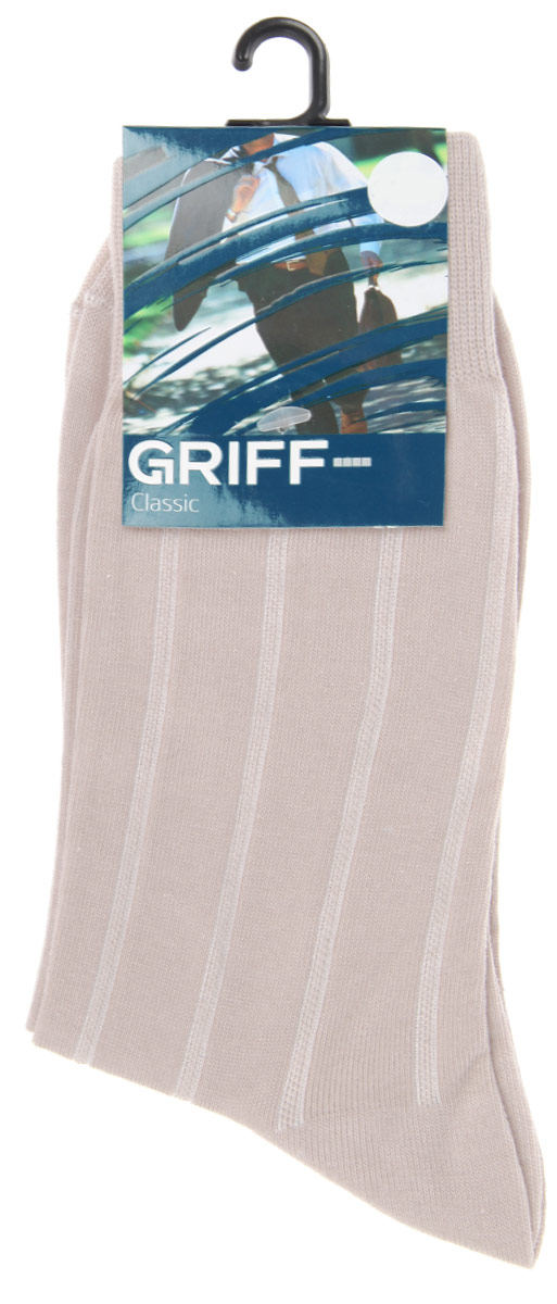 НоскиA41 НоскиA41Мужские носки Griff Classic, вывязанные техникой платировки, изготовлены из высококачественного сырья с добавлением полиамидных волокон, которые обеспечивают великолепную посадку. Носки отличаются элегантным внешним видом. Удобная широкая резинка идеально облегает ногу и не пережимает сосуды, усиленные пятка и мысок повышают износоустойчивость носка, а удлиненный паголенок придает более эстетичный вид.