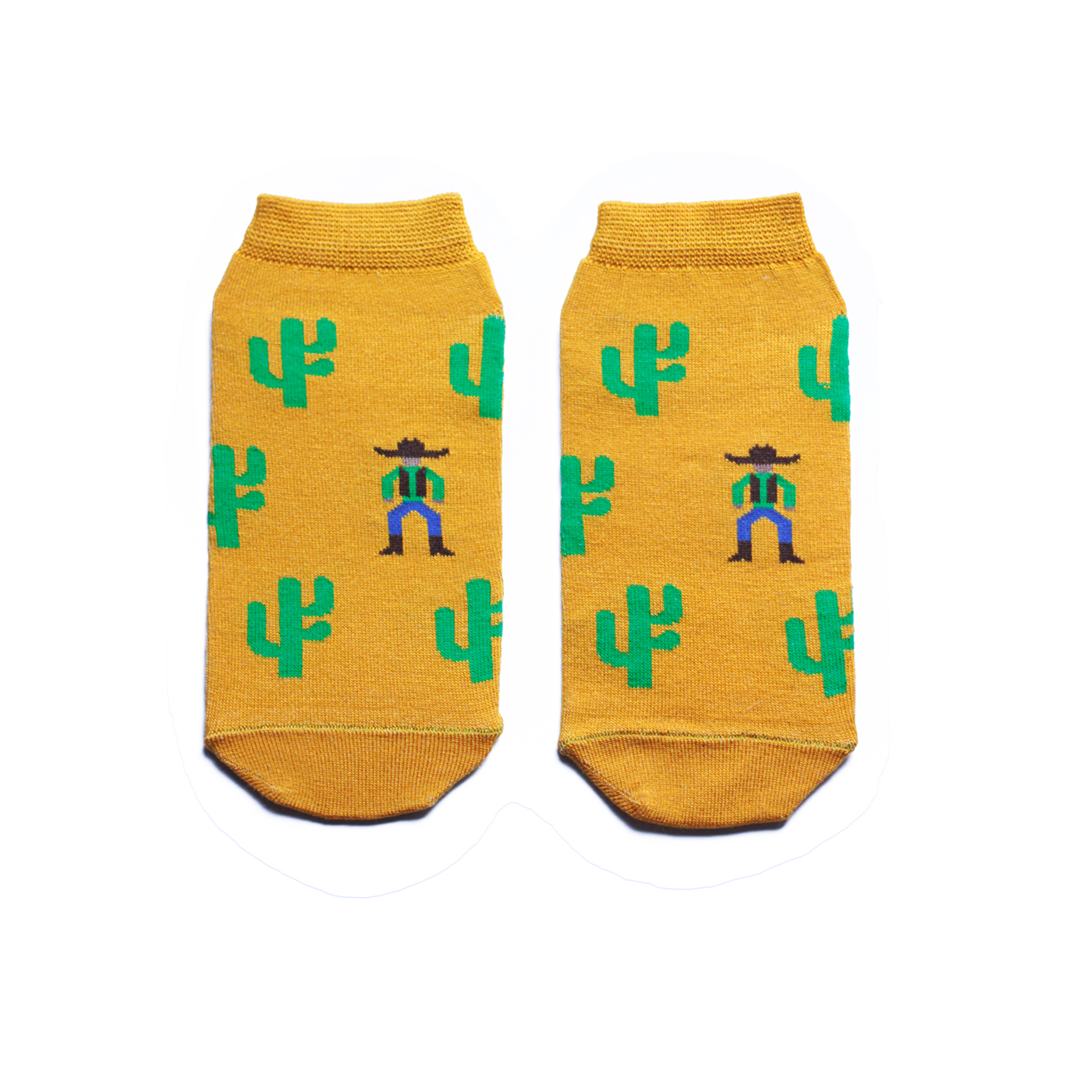 Носкиs2132 Носкиs2132Укороченные мужские носки Big Bang Socks изготовлены из высококачественного хлопка с добавлением полиамидных и эластановых волокон, которые обеспечивают великолепную посадку. Носки отличаются ярким стильным дизайном, они оформлены изображением кактусов и ковбоев. Удобная резинка идеально облегает ногу и не пережимает сосуды, а усиленные пятка и мысок повышают износоустойчивость носка. Дизайнерские носки Big Bang Socks - яркая деталь в вашем образе и оригинальный подарок для друзей и близких.