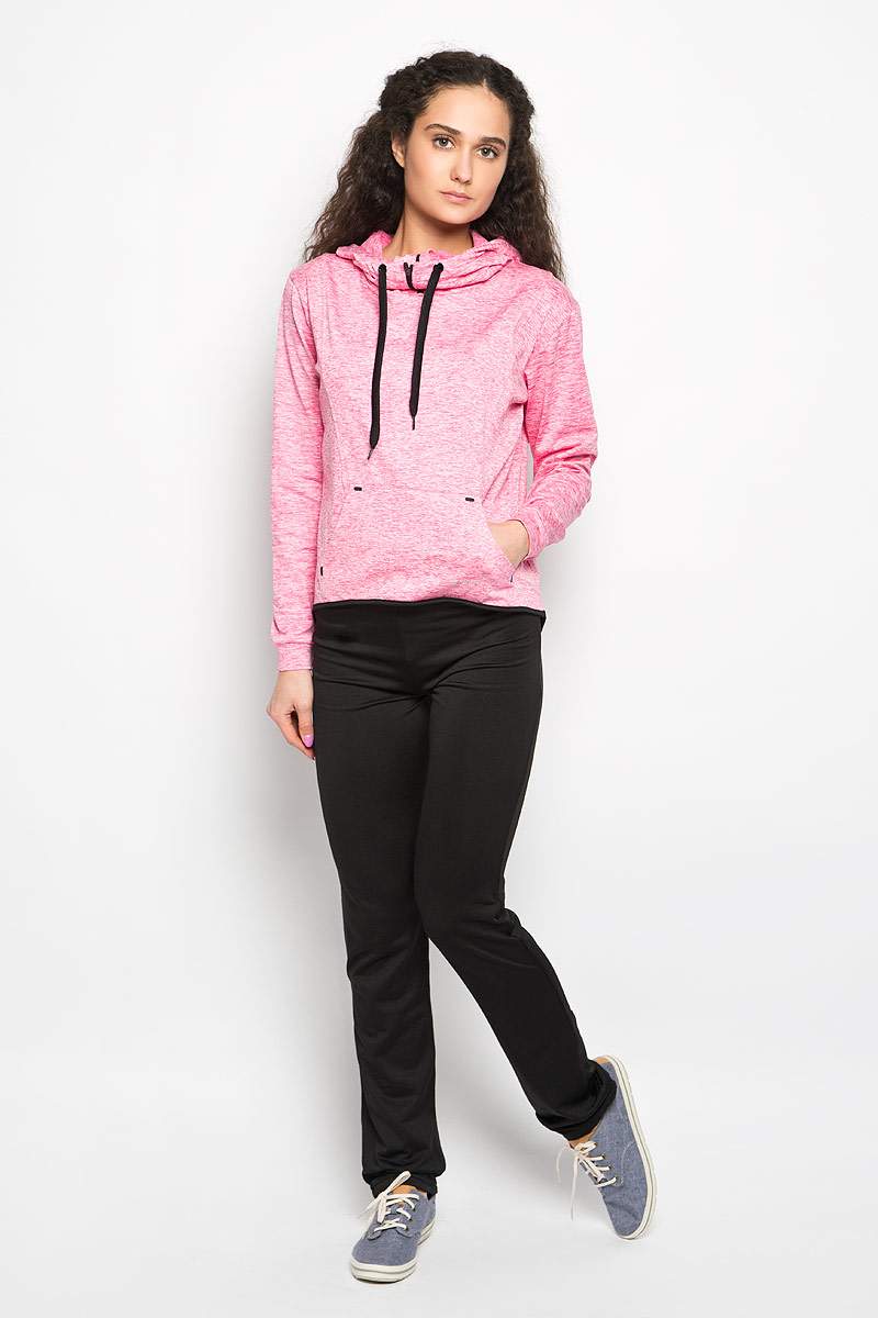 ТолстовкаL-BL-2015_BLACK_MEL ТолстовкаL-BL-2015_BLACK_MELЖенская толстовка Moodo изготовлена из полиэстера с добавлением эластана. Модель очень мягкая, тактильно приятная, не сковывает движения. С изнаночной стороны - мягкий ворсистый материал, приятный на ощупь. Изделие подойдет как для занятия спортом, так и для ежедневной носки. Толстовка оснащена высоким воротом с капюшоном и длинными рукавами. Капюшон оснащен шнурком. Ворот застегивается на застежку-молнию. Спереди расположен накладной карман-кенгуру. Спинка немного удлинена. Нижняя часть модели оформлена трикотажным кантом. Такая модель станет стильным дополнением к вашему гардеробу и подарит вам комфорт в течение всего дня!
