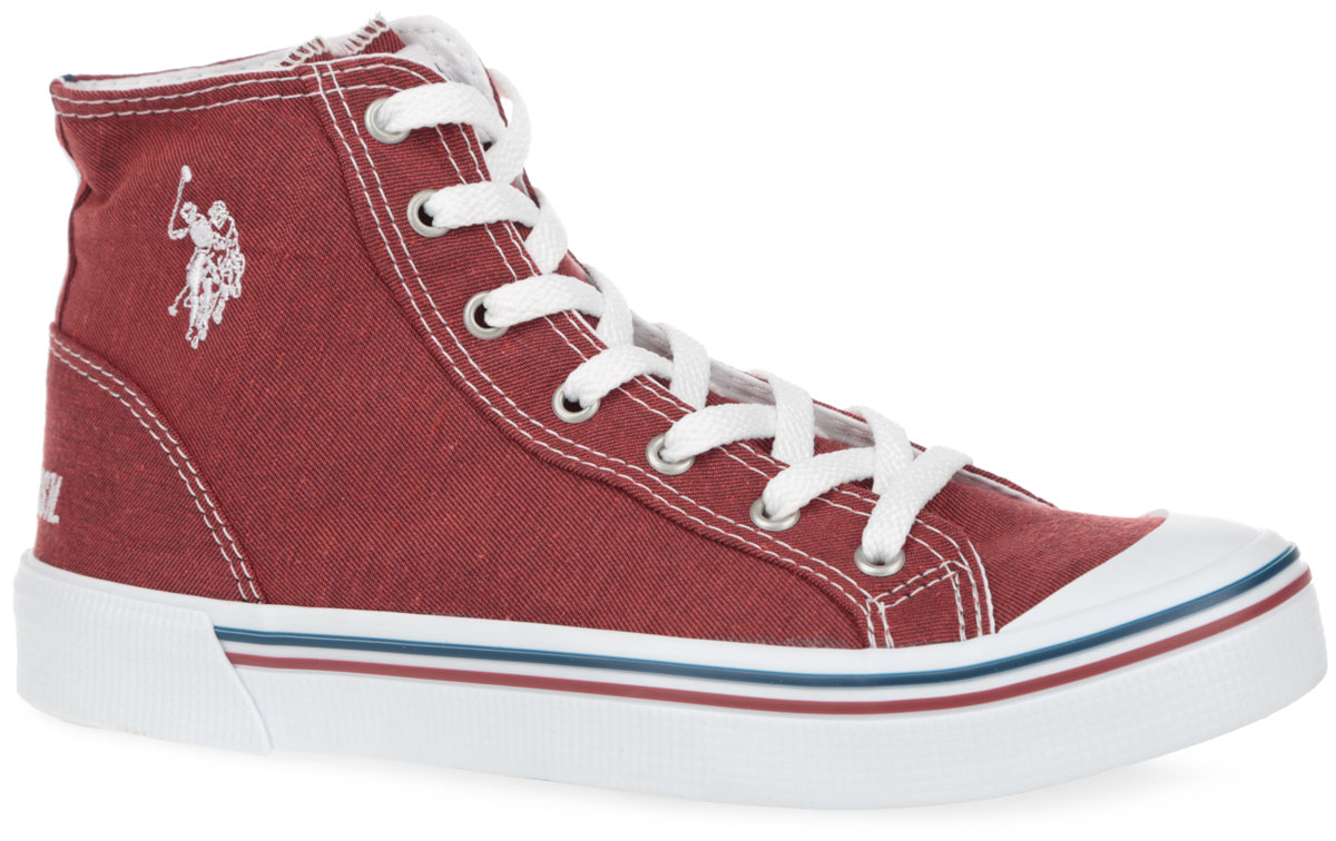 КедыS081SZ033UMCY6LINENY-299 КедыS081SZ033UMCY6LINENY-299Трендовые завышенные кеды от U.S. Polo Assn. придутся вам по душе. Модель выполнена из текстиля и оформлена на мыске классической прорезиненной вставкой, с одной из боковых сторон и на заднике - фирменной вышивкой. Язычок дополнен текстильной фирменной нашивкой, задняя часть кед - наружным ремешком. Текстильная подкладка предотвратит натирание. Стелька из ЭВА с верхним покрытием из текстиля обеспечит комфорт и уют. Классическая шнуровка надежно зафиксирует обувь на ноге. Верхняя часть подошвы декорирована контрастными полосками. Рельефная поверхность подошвы обеспечит отличное сцепление с различными поверхностями. Стильные кеды - отличный вариант на каждый день. Уважаемые клиенты! Просим обратить ваше внимание на тот факт, что товар немного маломерит.