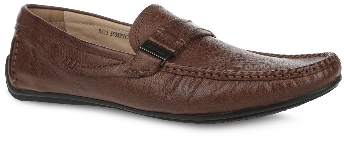 Мокасины мужские. R315_55359YC-01R315_55359YC-01-18_BROWN Мокасины мужские. R315_55359YC-01R315_55359YC-01-18_BROWNСтильные мужские мокасины от El Tempo покорят вас своим удобством. Модель изготовлена из натуральной кожи и украшена внешними швами на мысе и на заднике. Подъем оформлен декоративным ремнем со стильной фурнитурой. Кожаная подкладка предотвратит натирание и обеспечит уют. Стелька из ЭВА материала с верхним покрытием из натуральной кожи, декорированная оригинальным принтом, позволяет ногам дышать. Рифленая поверхность подошвы обеспечит отличное сцепление с различными поверхностями. Модные мокасины отлично подойдут для прогулок или дальних поездок.