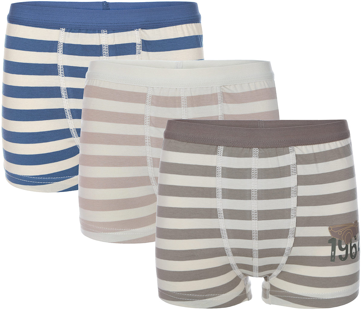 Трусы для мальчика, 3 шт. N3036-22N3036-22 Трусы для мальчика, 3 шт. N3036-22N3036-22Очень удобные трусы для мальчика Baykar изготовлены из натурального хлопка c добавлением эластана, они не раздражают даже самую нежную и чувствительную кожу ребенка и хорошо вентилируются. Трусы-боксеры имеют мягкую резинку на талии и эластичные швы. Трусики оформлены полосатым принтом, каждая модель украшена оригинальной термоаппликацией. Такие трусики идеально подойдут вашему ребенку, а мягкие полотна позволят вашему маленькому мужчине комфортно чувствовать себя в течение дня! В комплект входят трое трусов.