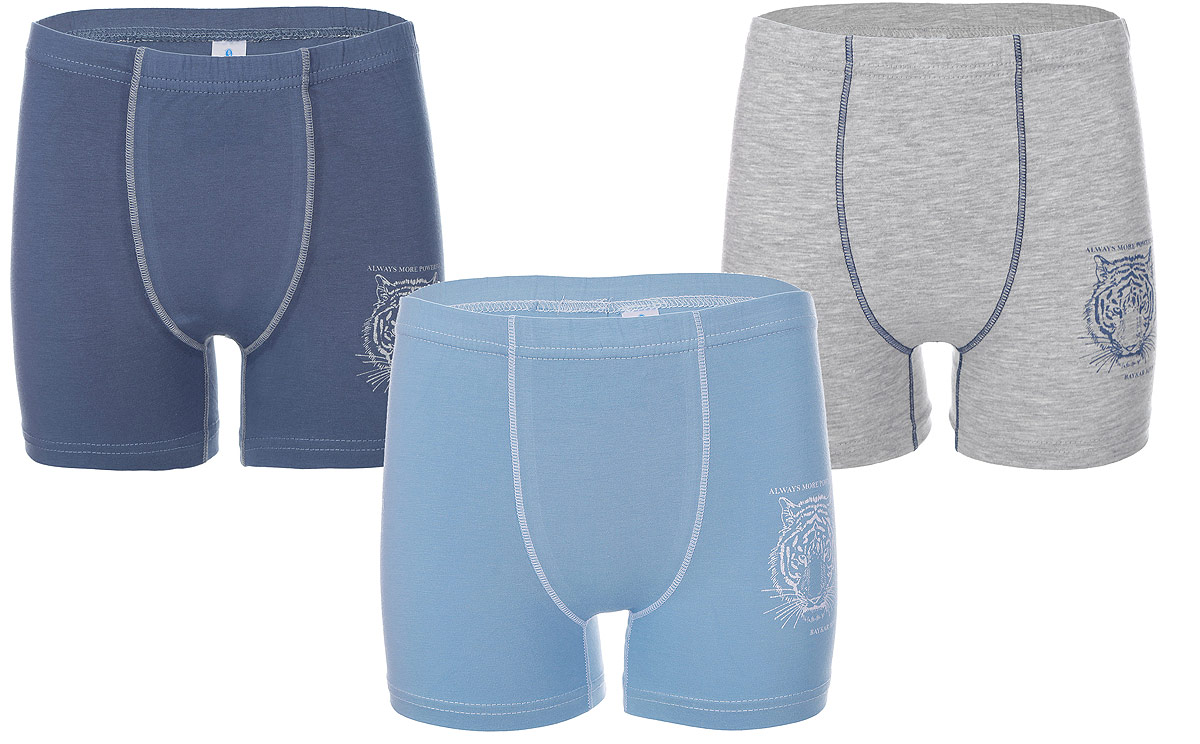 Трусы-боксеры для мальчика, 3 шт. N3106-22N3106-22 Трусы-боксеры для мальчика, 3 шт. N3106-22N3106-22Трусы-боксеры для мальчика Baykar выполнены из эластичного хлопка. Они мягкие и приятные на ощупь, не раздражают нежную и чувствительную кожу ребенка, хорошо вентилируются. Плоские эластичные швы обеспечивают комфорт. Трусы-боксеры на талии имеют мягкую резинку, не сдавливающую животик ребенка. В комплект входят трое трусов разного цвета. Каждая модель оформлена принтом с изображением тигра, а также принтовыми надписями. Такие трусики идеально подойдут ребенку, а мягкие полотна позволят ему комфортно чувствовать себя в течение дня!