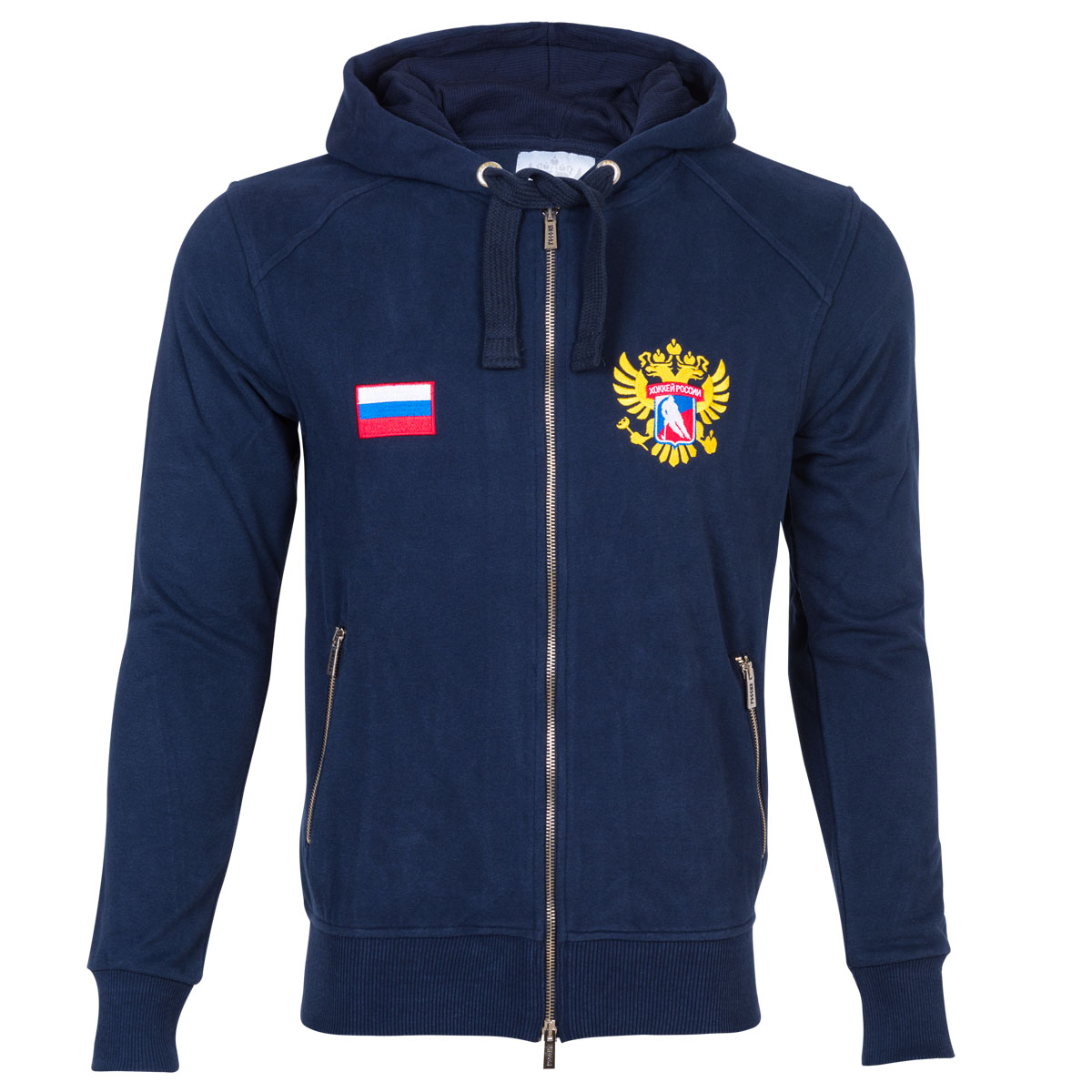 Толстовка с логотипом (ХК)65160083 Толстовка с логотипом (ХК)65160083Детская толстовка Красная Машина Герб и флаг выполнена из хлопка с добавлением полиэстера. Модель с капюшоном, дополненным шнурком, и длинными рукавами застегивается на металлическую застежку-молнию. Манжеты рукавов и низ толстовки дополнены трикотажными резинками. Спереди модель дополнена двумя карманами. Толстовка оформлена фирменной вышивкой.