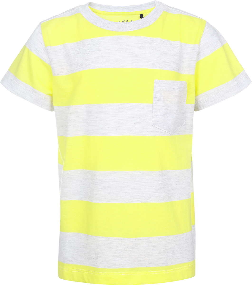 Футболка для мальчика. Ts-811/560-6143Ts-811/560-6143 Футболка для мальчика. Ts-811/560-6143Ts-811/560-6143Яркая футболка для мальчика Sela поможет создать отличный современный образ. Изделие выполнено из хлопка с добавлением полиэстера, тактильно приятное, не сковывает движения и хорошо пропускает воздух, обеспечивая комфорт. Футболка с короткими рукавами имеет круглый вырез горловины, дополненный трикотажной резинкой. На груди расположен накладной кармашек. Модель оформлена принтом в широкую полоску. Дизайн и расцветка делают эту футболку модным предметом детской одежды. Обладатель такой футболки всегда будет в центре внимания!