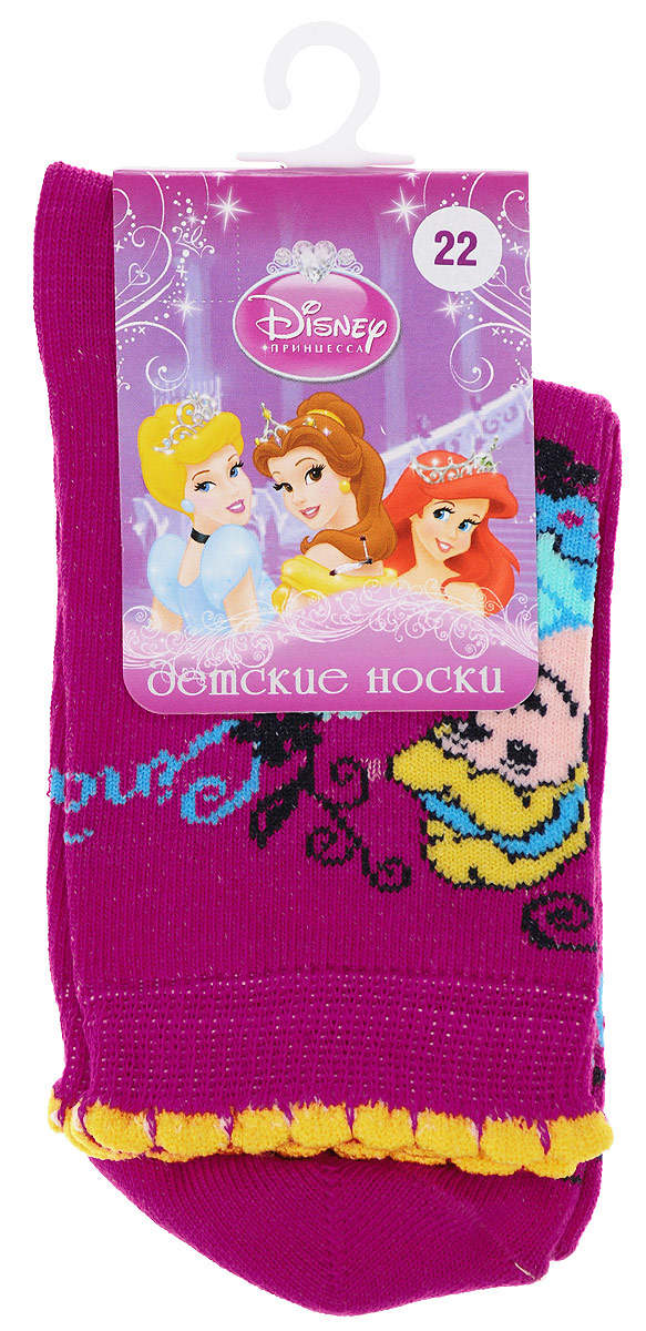 Носки для девочки Disney Princess. 12200_Золушка12200 Носки для девочки Disney Princess. 12200_Золушка12200Детские носки Master Socks Disney Princess выполнены из эластичного хлопка с добавлением полиамида. Материал изделия тактильно приятный, хорошо тянется, не деформируясь. Эластичная резинка мягко облегает ножку ребенка, обеспечивая удобство и комфорт. Модель с фигурными краями украшена изображением главной героини мультфильма Золушка. Такие носочки станут отличным дополнением к гардеробу маленькой поклонницы мультфильма студии Disney! Уважаемые клиенты! Размер, доступный для заказа, является длиной стопы.