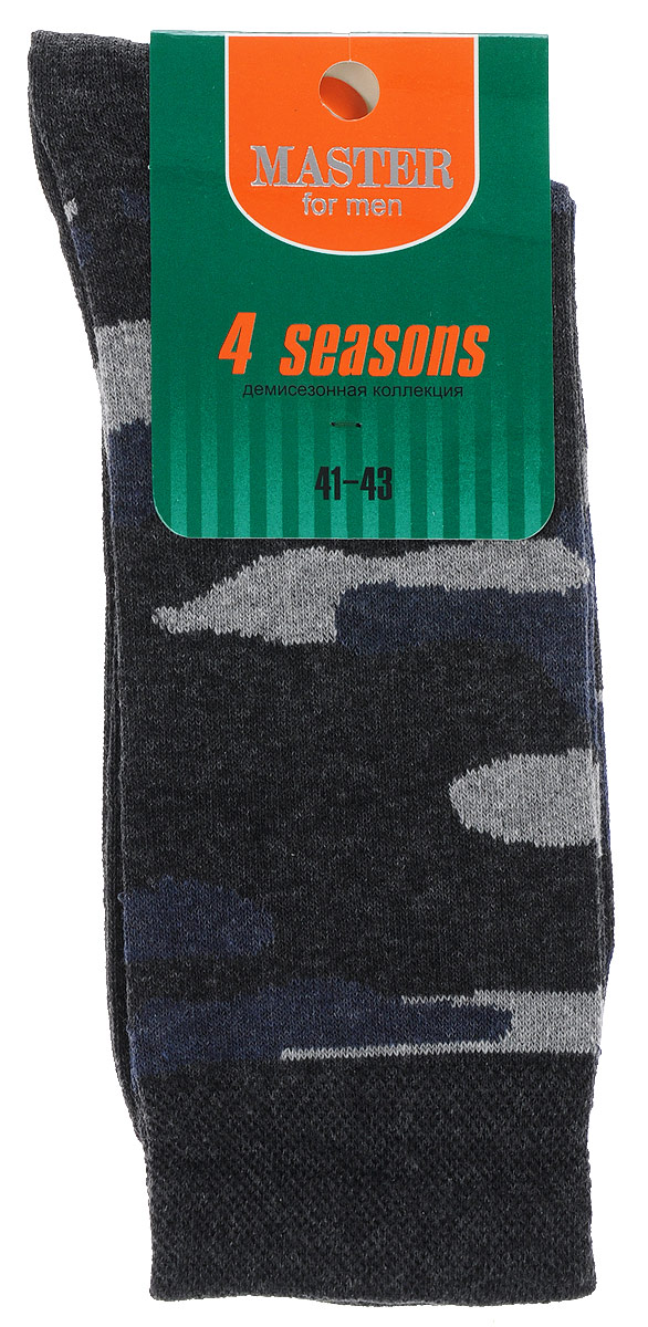 Носки58030 Носки58030Удобные носки Master Socks, изготовленные из высококачественного комбинированного материала, очень мягкие и приятные на ощупь, позволяют коже дышать. Широкая эластичная резинка плотно облегает ногу, не сдавливая ее, обеспечивая комфорт и удобство. Модель оформлена принтом камуфляж. Удобные и комфортные носки великолепно подойдут к любой вашей обуви.