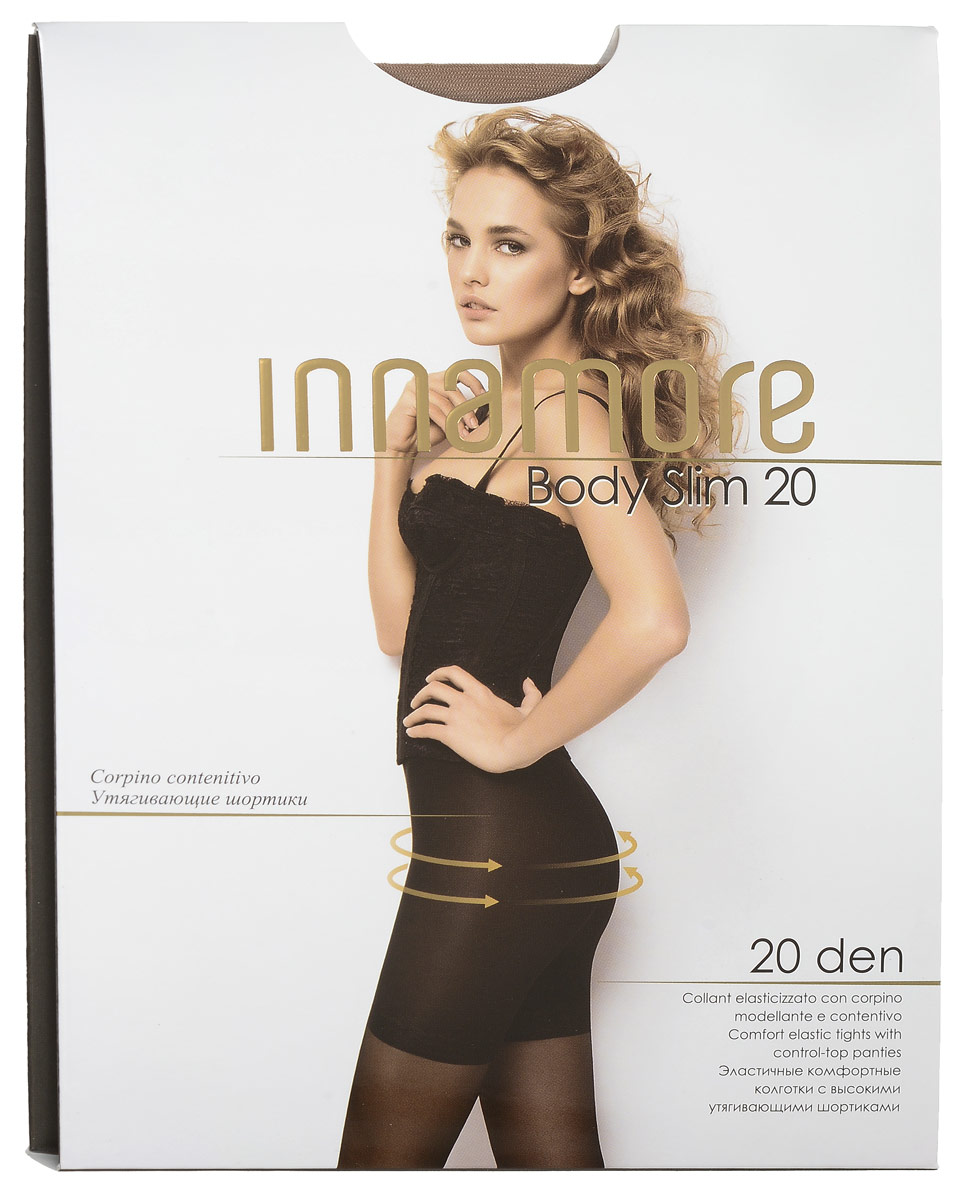 Колготки женские Body Slim 20. 2014720147 Колготки женские Body Slim 20. 2014720147Стильные классические колготки Innamore Body Slim 20, изготовленные из эластичного полиамида, идеально дополнят ваш образ и подчеркнут элегантность и стиль. Тонкие шелковистые колготки легко тянутся, что делает их комфортными в носке. Гладкие и мягкие на ощупь, они имеют удобные плоские швы, гигиеническую ластовицу и укрепленный прозрачный мысок. Утягивающие шортики корректируют фигуру в области ягодиц, бедер и живота, создавая идеальный силуэт. Идеальное облегание и комфорт гарантированы при каждом движении. Плотность: 20 den.