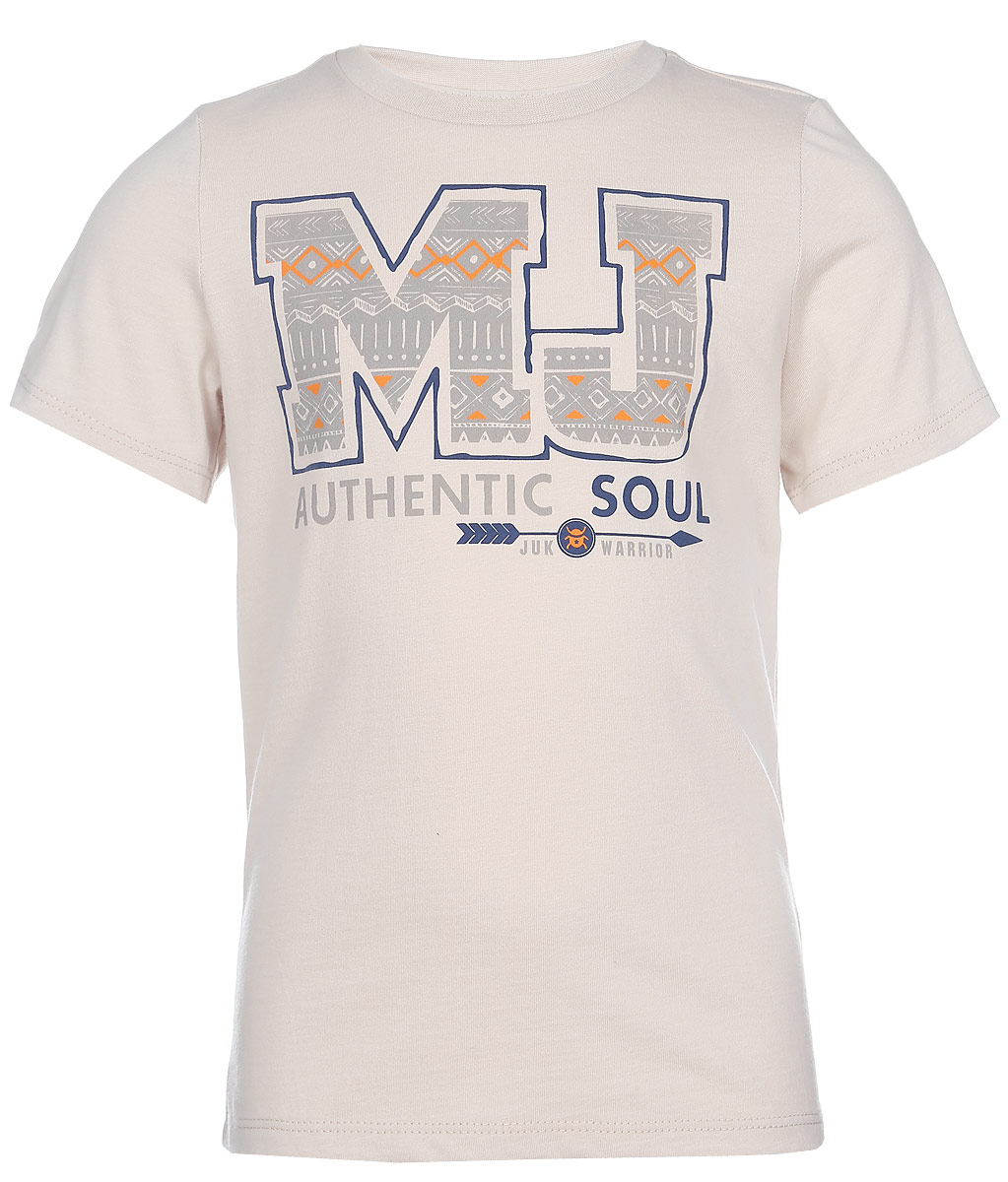 Футболка01В00060100/MJ_Authentic Футболка01В00060100/MJ_AuthenticФутболка для мальчика Modniy Juk выполнена из мягкого высококачественного хлопка. Ткань изделия очень приятная на ощупь, не сковывает движения и хорошо пропускает воздух, обеспечивая наибольший комфорт. Футболка с короткими рукавами имеет круглый вырез горловины, оформленный трикотажной резинкой. Модель украшена принтовыми надписями с оригинальным мотивом в фирменном стиле. Рукав дополнен небольшой текстильной нашивкой. Дизайн и расцветка делают эту футболку стильным предметом детской одежды, она поможет создать отличный современный образ.