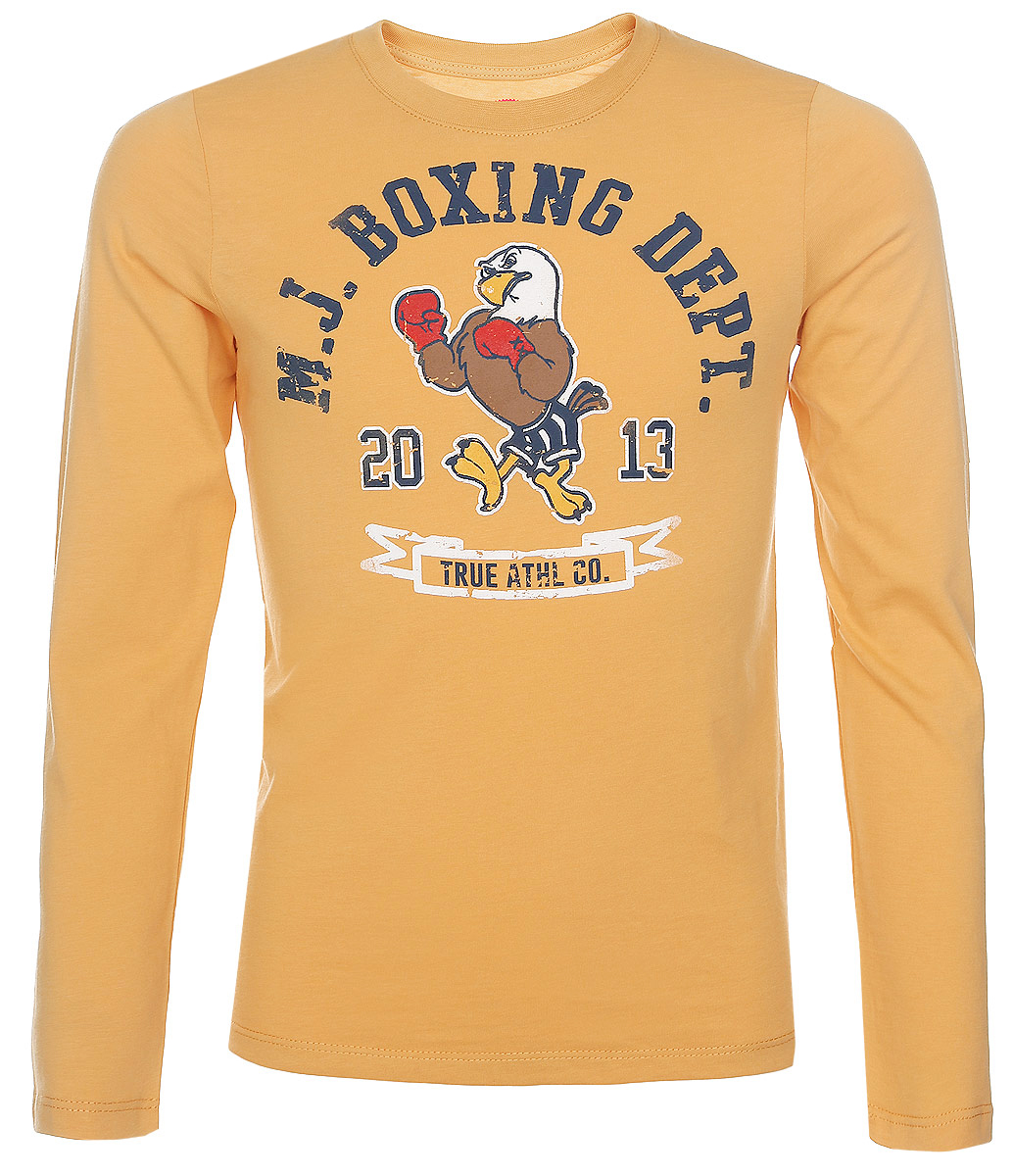 Лонгслив для мальчика Boxing Dept 2013. 02-В-0008-01-002-В-0008-01-01 Лонгслив для мальчика Boxing Dept 2013. 02-В-0008-01-002-В-0008-01-01Яркий лонгслив для мальчика Modniy Juk изготовлен из высококачественного хлопка. Ткань изделия очень приятная на ощупь, не сковывает движения и хорошо пропускает воздух, обеспечивая наибольший комфорт. Модель с длинными рукавами имеет круглый вырез горловины, дополненный трикотажной резинкой. Изделие украшено забавным принтом и надписями. Дизайн и расцветка делают этот лонгслив стильным предметом детской одежды, он поможет создать отличный современный образ.