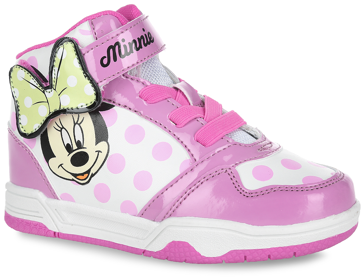 Кроссовки для девочки Minnie. DM001700DM001700 красный Кроссовки для девочки Minnie. DM001700DM001700 красныйПрелестные высокие кроссовки Minnie от Mursu очаруют вашу девочку с первого взгляда. Модель, выполненная из искусственной кожи, дополнена вставками из искусственной лакированной кожи и оформлена принтом в горох, сбоку - изображением Минни. Язычок выполнен из текстиля с люрексом. Эластичная шнуровка и ремешок с застежкой-липучкой, оформленный нашивкой в виде бантика и надписью Minnie, обеспечат надежную фиксацию модели на ноге. Внутренняя поверхность из текстиля предотвращает натирание. Стелька из ЭВА материала с текстильной поверхностью гарантирует комфорт при движении. Подошва с рифлением гарантирует идеальное сцепление с любой поверхностью. Стильные и удобные кроссовки - незаменимая вещь в гардеробе каждой девочки!