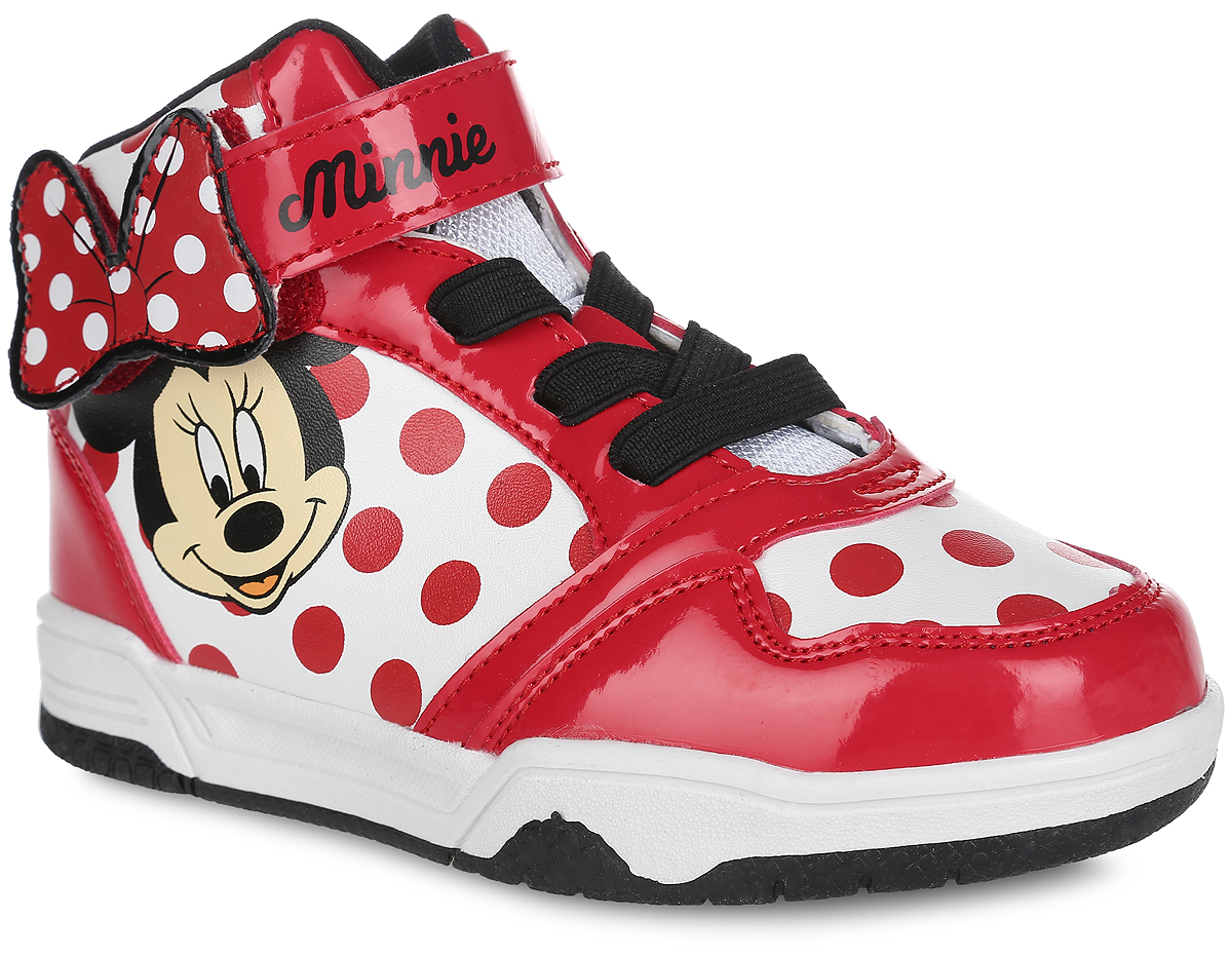 Кроссовки для девочки Minnie. DM001700DM001700 красный Кроссовки для девочки Minnie. DM001700DM001700 красныйПрелестные высокие кроссовки Minnie от Mursu очаруют вашу девочку с первого взгляда. Модель, выполненная из искусственной кожи, дополнена вставками из искусственной лакированной кожи и оформлена принтом в горох, сбоку - изображением Минни. Язычок выполнен из текстиля с люрексом. Эластичная шнуровка и ремешок с застежкой-липучкой, оформленный нашивкой в виде бантика и надписью Minnie, обеспечат надежную фиксацию модели на ноге. Внутренняя поверхность из текстиля предотвращает натирание. Стелька из ЭВА материала с текстильной поверхностью гарантирует комфорт при движении. Подошва с рифлением гарантирует идеальное сцепление с любой поверхностью. Стильные и удобные кроссовки - незаменимая вещь в гардеробе каждой девочки!