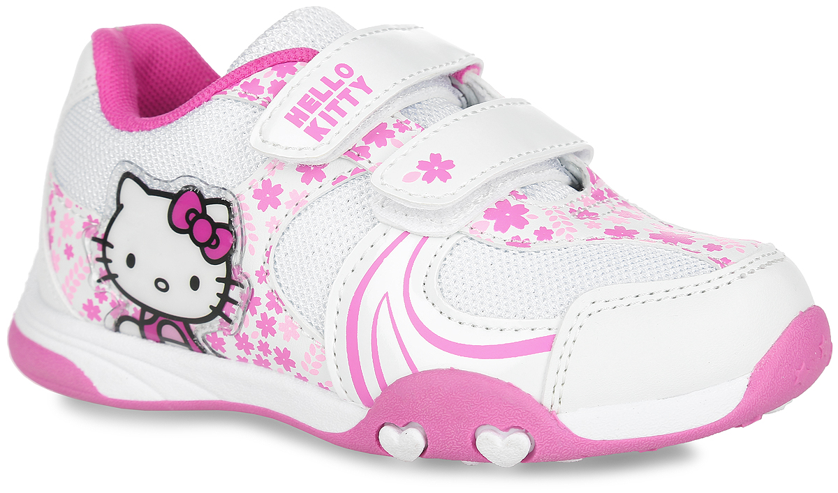 Кроссовки для девочки Hello Kitty. HK002061HK002061 Кроссовки для девочки Hello Kitty. HK002061HK002061Прелестные кроссовки Hello Kitty от Mursu очаруют вашу девочку с первого взгляда. Модель, выполненная из текстиля с люрексом и искусственной кожи, оформлена цветочным принтом, сбоку - нашивкой из ПВХ с изображением героя мультфильма Hello Kitty, на верхнем ремешке - надписью Hello Kitty. Ремешки с застежками-липучками обеспечат надежную фиксацию модели на ноге. Внутренняя поверхность из текстиля предотвращает натирание. Стелька из ЭВА материала с текстильной поверхностью обеспечивает комфорт при движении. Подошва с рифлением гарантирует идеальное сцепление с любой поверхностью. Стильные и удобные кроссовки - незаменимая вещь в гардеробе каждой девочки!