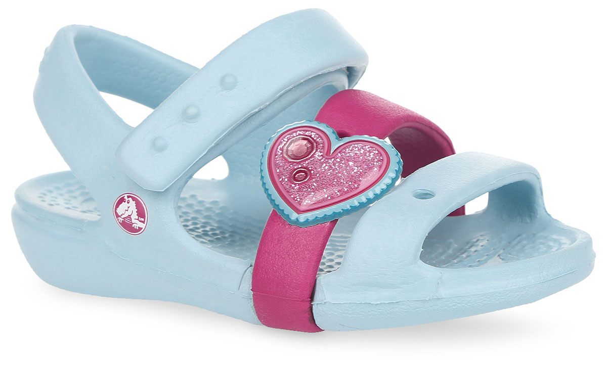 Сандалии для девочки Keeley Springtime. 202614202614-4Q6 Сандалии для девочки Keeley Springtime. 202614202614-4Q6Прелестные сандалии Keeley Springtime от Crocs очаруют вашу девочку с первого взгляда! Модель выполнена из полимера Croslite. Благодаря материалу Croslite обувь невероятно легкая, мягкая и удобная. Материал Croslite - бактериостатичен, препятствует появлению неприятных запахов и легок в уходе: быстро сохнет и не оставляет следов на любых поверхностях. Один из передних ремешков оформлен отверстием для джибитса, другой - декоративным сердцем. Ремешок с застежкой-липучкой обеспечивает надежную фиксацию модели на ноге. Рельефная поверхность верхней части подошвы комфортна при движении. Рифленое основание подошвы гарантирует идеальное сцепление с любой поверхностью. Такие сандалии принесут комфорт и радость вашей моднице.