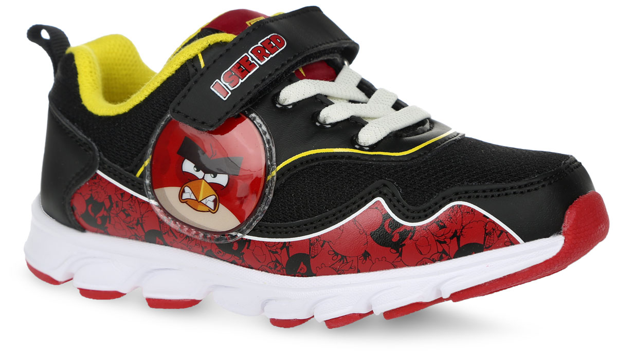 Кроссовки для мальчика Angry Birds. 5888B5888B Кроссовки для мальчика Angry Birds. 5888B5888BУльтрамодные кроссовки Angry Birds от Kakadu очаруют вашего малыша с первого взгляда! Модель выполнена из синтетической кожи со вставками из сетчатого текстиля и исполнена в тематике знаменитой игры Angry Birds. Обувь оформлена сбоку нашивкой из ПВХ с изображением птицы по имени Red, на язычке - текстильной нашивкой. Ярлычок на заднике предназначен для удобства обувания. Ремешок на застежке-липучке и эластичная шнуровка на подъеме надежно фиксируют изделие на ножке. Подкладка выполнена из гипоаллергенного натурального хлопка - материала, который позволяет коже дышать и хорошо впитывает влагу. Амортизирующая стелька с антибактериальной пропиткой обладает высокой воздухопроницаемостью, прекрасно впитывает лишнюю влагу, нейтрализует неприятный запах и придает дополнительный комфорт при ходьбе. Подошва с протектором обеспечивает идеальное сцепление с любой поверхностью. Эффектные кроссовки приведут в восторг вашего мальчика!