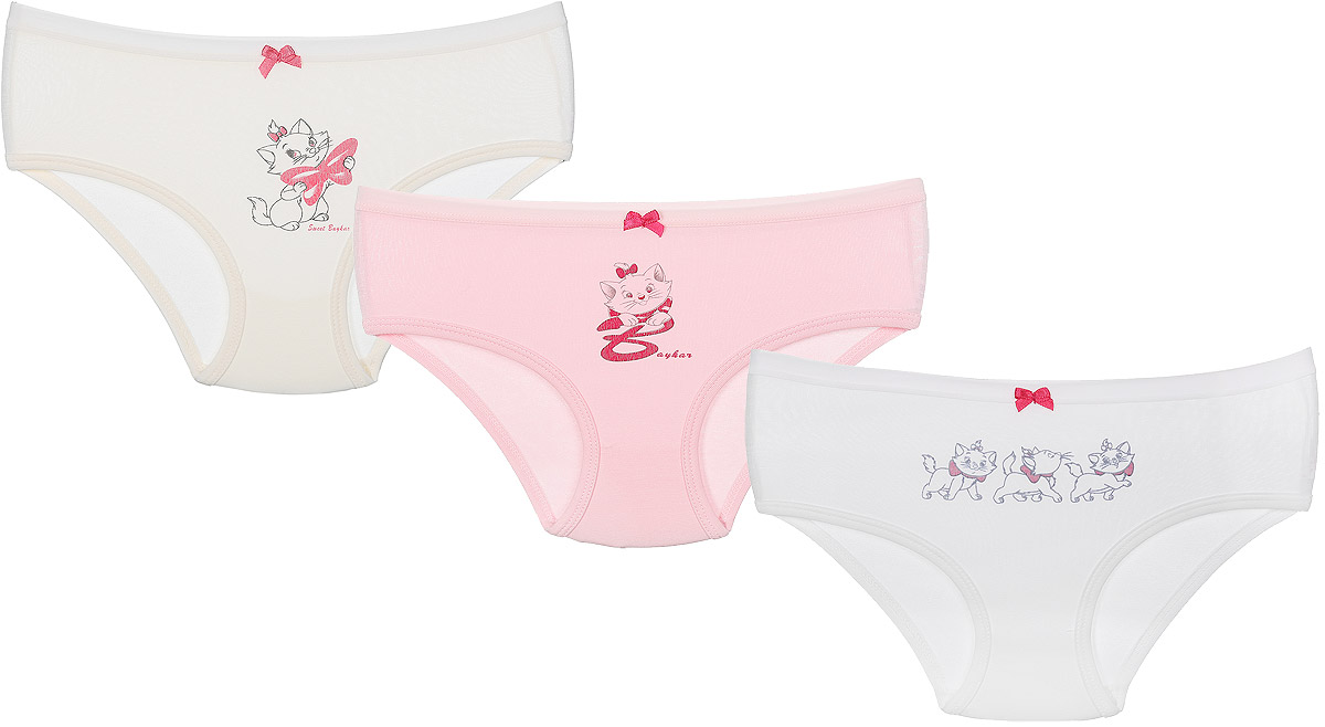 Трусы для девочки, 3 шт. N5272-22N5272-22 Трусы для девочки, 3 шт. N5272-22N5272-22Трусы для девочки Baykar, изготовленные из хлопка с добавлением эластана, необычайно мягкие и приятные на ощупь, не раздражают нежную кожу ребенка и хорошо вентилируются. Эластичные швы приятны телу ребенка и не препятствуют движениям. Трусы-слипы имеют на талии мягкую резинку, не сдавливающую животик ребенка. Проймы для ног дополнены эластичными бейками. Комплект содержит трое трусов-слипов разных цветов. Каждая модель оформлена рисунком в виде забавных кошечек и дополнена атласными бантиками. Такие трусики идеально подойдут вашей принцессе и подарят ей комфорт!