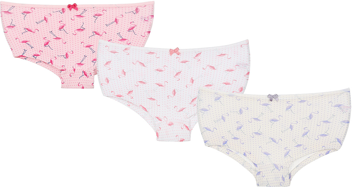 Трусы-шорты для девочки, 3 шт. N5314-22N5314-22 Трусы-шорты для девочки, 3 шт. N5314-22N5314-22Трусы-шорты для девочки Baykar выполнены из эластичного хлопка. Они мягкие и приятные на ощупь, не раздражают нежную и чувствительную кожу ребенка, хорошо вентилируются. Плоские эластичные швы обеспечивают комфорт. Трусы-шортики на талии имеют мягкую резинку, надежно фиксирующую трусики и не сдавливающую животик ребенка. Модель украшена принтом с изображением фламинго и небольшим атласным бантиком. В комплект входят трое трусов-шорт разных цветов. Такие трусики идеально подойдут вашей маленькой принцессе, а мягкий эластичный материал позволит ей комфортно чувствовать себя в течение дня!