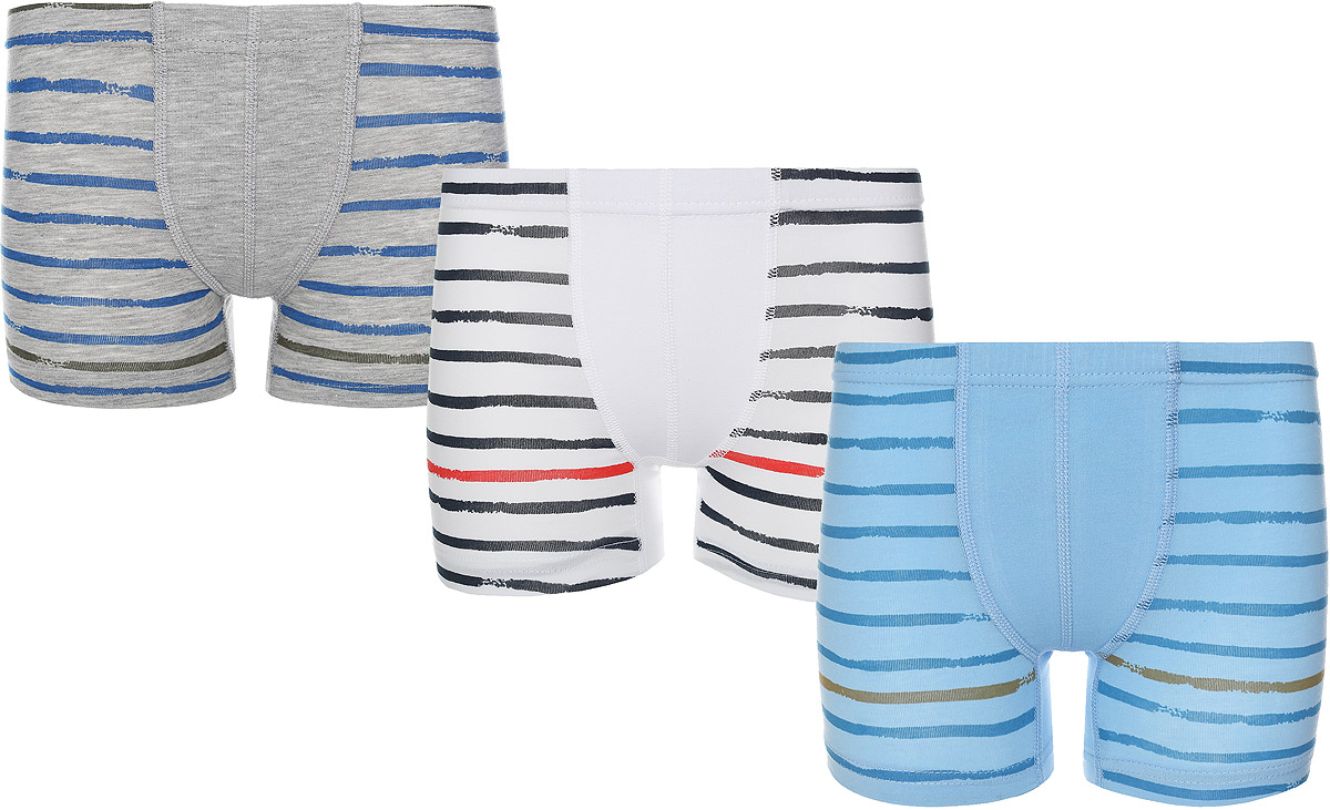 Трусы-боксеры для мальчика, 3 шт. N3108-22N3108-22 Трусы-боксеры для мальчика, 3 шт. N3108-22N3108-22Трусы-боксеры для мальчика Baykar выполнены из эластичного хлопка. Они мягкие и приятные на ощупь, не раздражают нежную и чувствительную кожу ребенка, хорошо вентилируются. Плоские эластичные швы обеспечивают комфорт. Трусы-боксеры на талии имеют мягкую резинку, надежно фиксирующую трусики и не сдавливающую животик ребенка. В комплект входят трое трусов разного цвета. Каждая модель оформлена принтом в полоску. Такие трусики идеально подойдут ребенку, а мягкий эластичный материал позволит ему комфортно чувствовать себя в течение дня!
