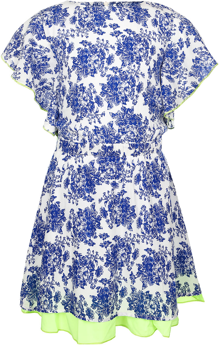 Платье для девочки. SS162G05-10SS162G05-10 Платье для девочки. SS162G05-10SS162G05-10Оригинальное платье для девочки Nota Bene станет ярким дополнением к гардеробу маленькой модницы. Платье на подкладке изготовлено из мягкой вискозы, приятное на ощупь, не сковывает движения и хорошо пропускает воздух. Платье с круглым вырезом горловины и короткими рукавами-крылышками застегивается по спинке на молнию. По линии талии модель присборена на широкую резинку и дополнена вшитым поясом контрастного цвета. Изделие оформлено цветочным принтом. Низ платья украшен контрастной оборкой. В таком платье маленькая принцесса всегда будет в центре внимания!