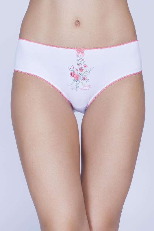 Трусы класика женские. DS2054DS2054 Трусы класика женские. DS2054DS2054Бикини из высококачесвтенного хлопка с эластаном, с локальным цветочным принтом на передней части изделия, декорированы бантиком.