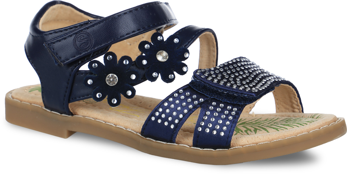 Босоножки для девочки. 61-SS1061-SS107 Босоножки для девочки. 61-SS1061-SS107Нарядные босоножки от Flamingo придутся по душе юной моднице! Модель изготовлена из искусственной кожи, натуральной кожи и текстиля. Ремешок на подъеме украшен декоративными цветами со стразами. Передний ремешок оформлен текстилем и стразами. Вдоль ранта изделие оформлено крупной прострочкой. Ремешки на застежках-липучках отвечают за надежную фиксацию модели на ноге. Подкладка и стелька из натуральной кожи комфортны при движении. Мягкая стелька дополнена супинатором с перфорацией, который гарантирует правильное положение ноги ребенка при ходьбе и предотвращает плоскостопие. Подошва с рифленым протектором обеспечивает идеальное сцепление с любой поверхностью. Стильные босоножки - незаменимая вещь в гардеробе каждой девочки!
