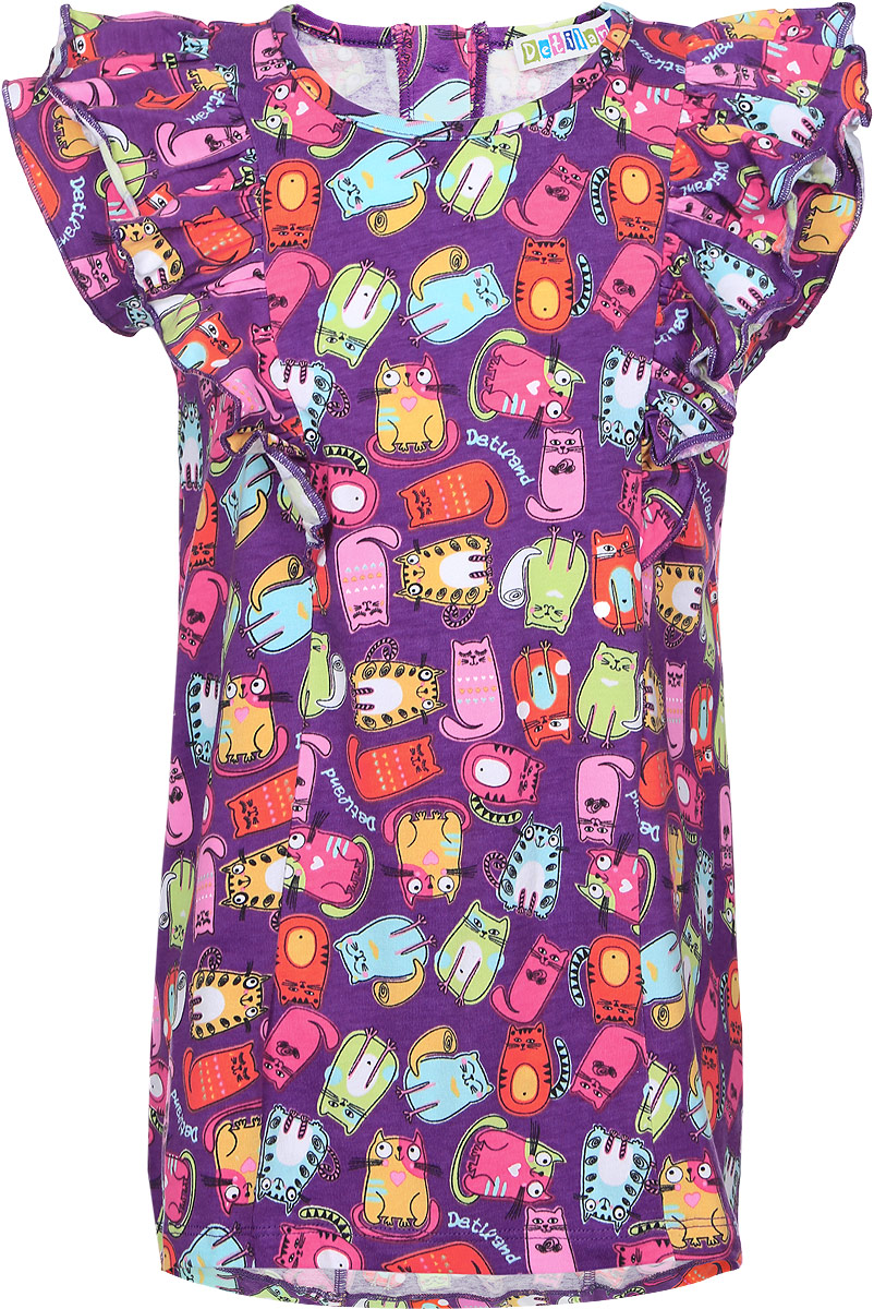 ТуникаSS16-DLUZ-579-a ТуникаSS16-DLUZ-579-aМодная туника для девочки Detiland сделает образ ребенка ярким и интересным. Изготовленная из хлопка с добавлением эластана, она приятная на ощупь, не сковывает движения и хорошо пропускает воздух, обеспечивая комфорт. Туника с круглым вырезом горловины и короткими рукавами-крылышками застёгивается сзади на четыре пуговицы. Модель дополнена оборками и имеет удлиненную спинку. Изделие оформлено принтом в виде оригинальных кошечек. В такой тунике ваша маленькая принцесса будет чувствовать себя комфортно, уютно и всегда будет в центре внимания!