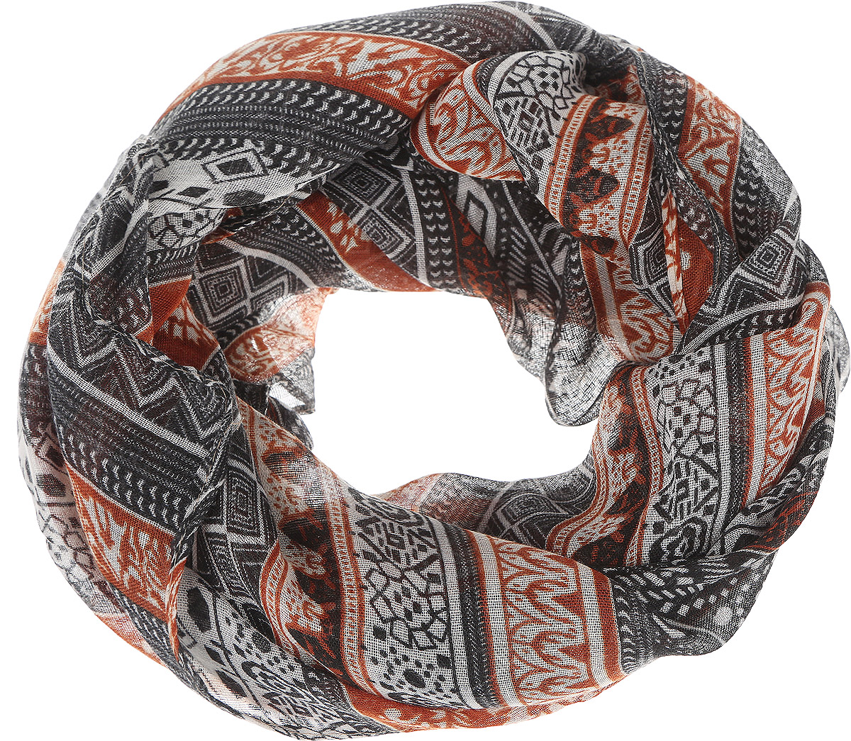 ШарфB321_Dark Ochre-Black ШарфB321_Dark Ochre-BlackМодный женский шарф Baon подарит вам уют и станет стильным аксессуаром, который призван подчеркнуть вашу индивидуальность и женственность. Легкий шарф выполнен из вискозы с добавлением шелка, он невероятно мягкий и приятный на ощупь. Шарф оформлен этническим орнаментом. Этот модный аксессуар гармонично дополнит образ современной женщины, следящей за своим имиджем и стремящейся всегда оставаться стильной и элегантной. Такой шарф украсит любой наряд и согреет вас в непогоду, с ним вы всегда будете выглядеть изысканно и оригинально.