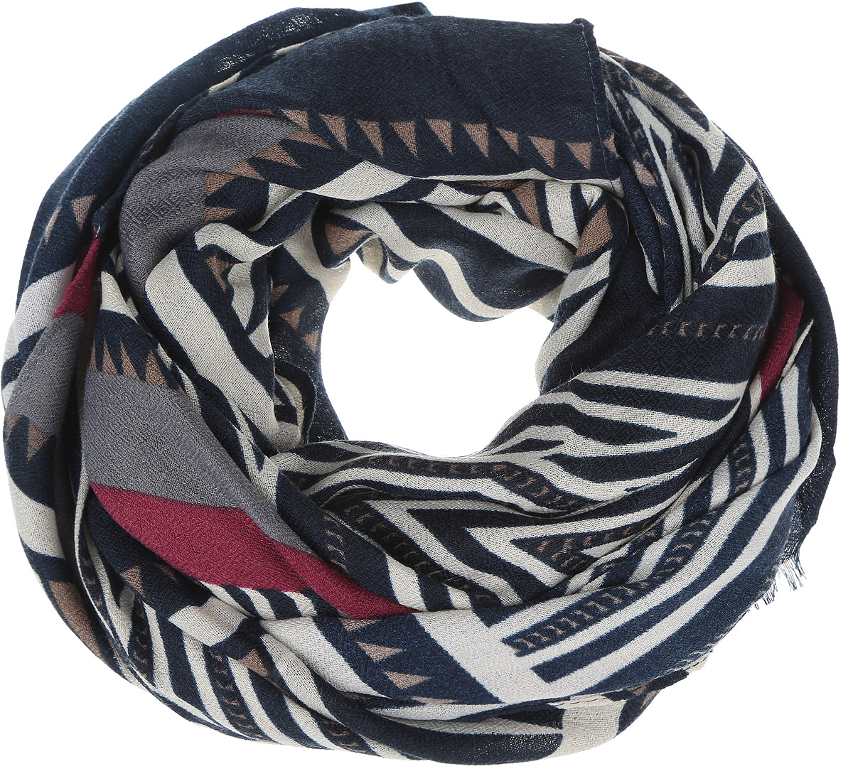 ПалантинB314_Dark Navy Printed ПалантинB314_Dark Navy PrintedЭлегантный палантин Baon согреет вас в непогоду и станет достойным завершением вашего образа. Палантин изготовлен из вискозы с добавлением шерсти. Он оформлен контрастным геометрическим принтом и дополнен тонкой бахромой по краю. Такой палантин превосходно дополнит любой наряд и подчеркнет ваш изысканный вкус. Легкий, теплый и изящный палантин принесет в ваш образ утонченность и шарм, и непременно вызовет восхищение окружающих.