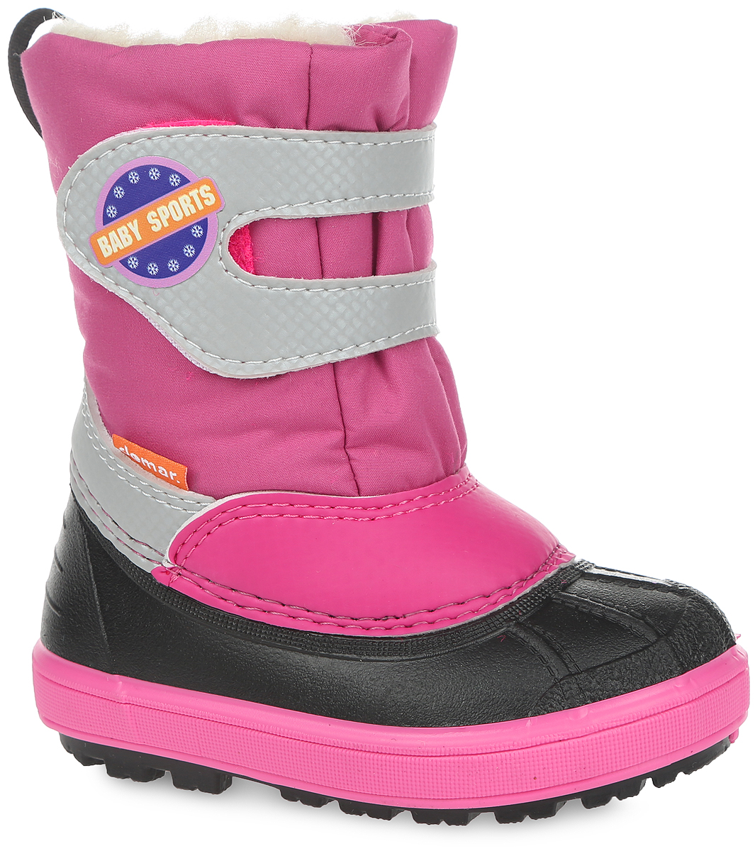 Дутики для девочки Baby Sport. 15061506 BABY SPORT A Дутики для девочки Baby Sport. 15061506 BABY SPORT AПрактичные и удобные дутики от Demar - отличный вариант на каждый день. Модель выполнена в нижней части из ПВХ (поливинилхлорида), а голенище - из современного текстильного материала, обладающего высокими износостойкими свойствами. Верх изделия оформлен ремешком на застежке-липучке, который надежно зафиксирует обувь на ноге и отрегулирует объем. Подкладка и стелька, исполненные из натуральной шерсти, согреют ножки в мороз и обеспечат уют. Светоотражающий элемент обеспечит безопасность в темное время суток. Высокая подошва, выполненная из литой резины, имеет специальное рифление, которое защищает от скольжения и сохраняет гибкость даже в значительные морозы. Удобные дутики придутся по душе вашему ребенку!