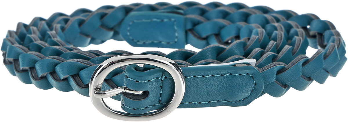 РеменьB386509_Evening Teal РеменьB386509_Evening TealСтильный женский ремень Baon станет идеальным дополнением к вашему образу. Изделие изготовлено из качественного полиуретана зернистой текстуры. Ремень оформлен в виде косички. Пряжка, с помощью которой регулируется длина ремня, выполнена из качественного металла. Такой ремень станет незаменимым аксессуаром в вашем гардеробе, который подчеркнет ваш стиль и индивидуальность.